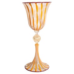 Blown Murano Glass Goblet with Filigree Work 1970s
