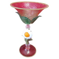 Coupe en verre soufflé de Murano avec tournesols