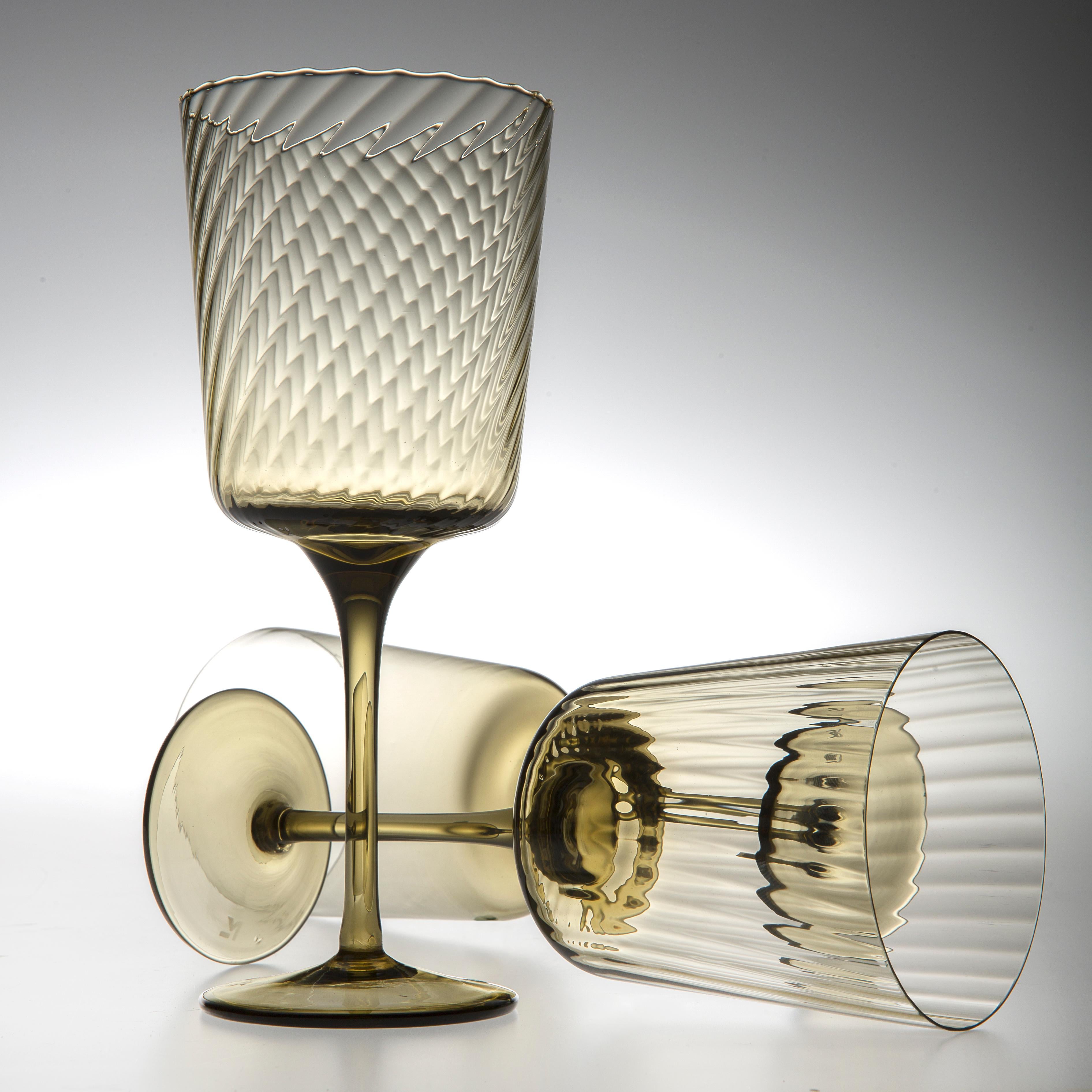 Italian Calice24, Stem Glass Handcrafted Muranese Glass, Angora Pure MUN by VG