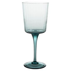 Calice24, Stem Glass Hand-Crafted Muranese Glass, Aquamarine Plissé MUN by VG