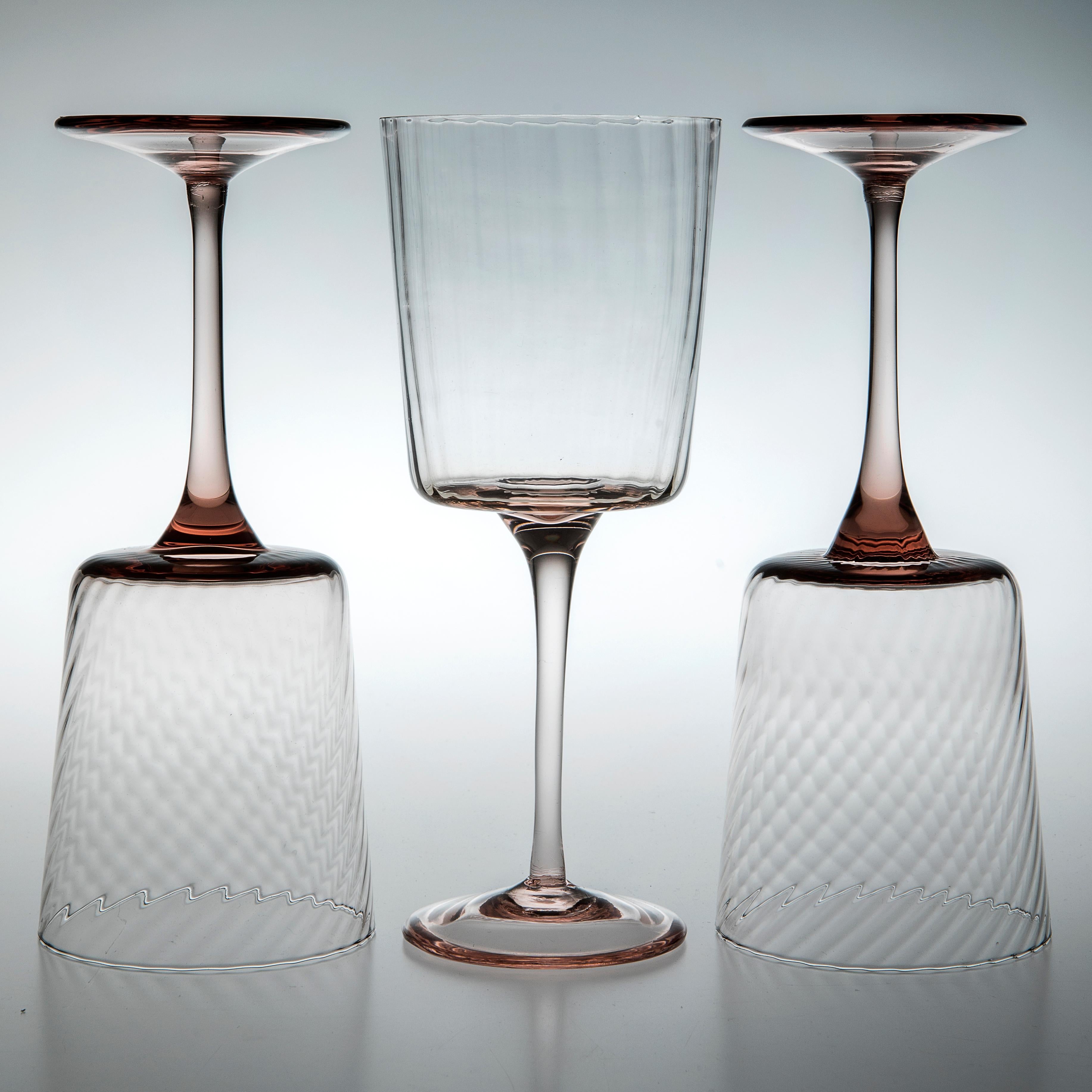 Italian Calice24, Stem Glass Hand-Crafted Muranese Glass, Aquamarine Pure MUN by VG