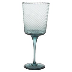 Calice24, Stem Glass Hand-Crafted Muranese Glass, Aquamarine Twisted MUN by VG