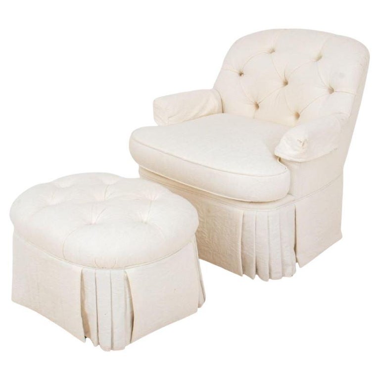 Calico Corners Upholstered Armchair and Ottoman at 1stDibs
