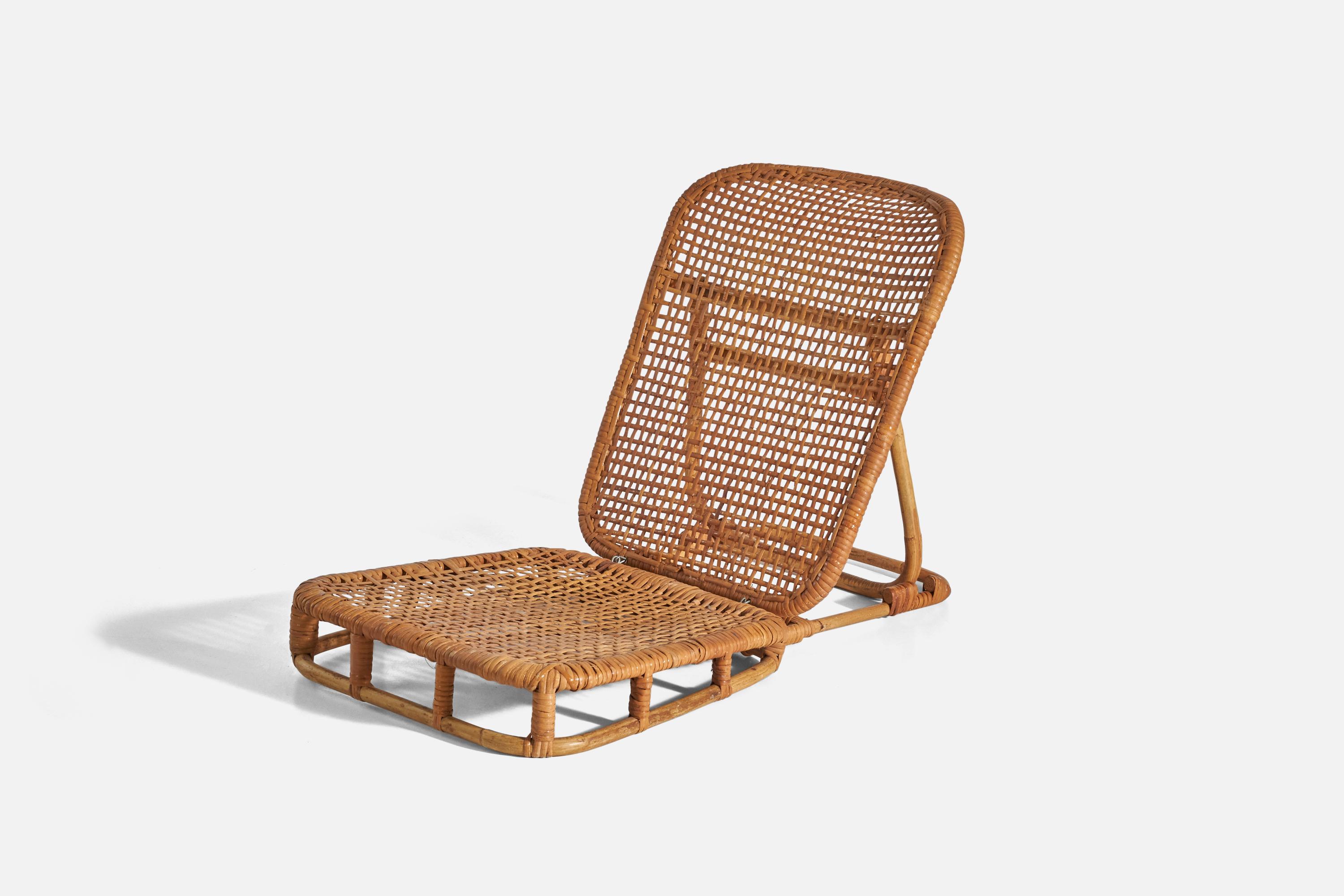 Chaise en rotin conçue et produite par Calif-Asia, États-Unis, c. 1960.