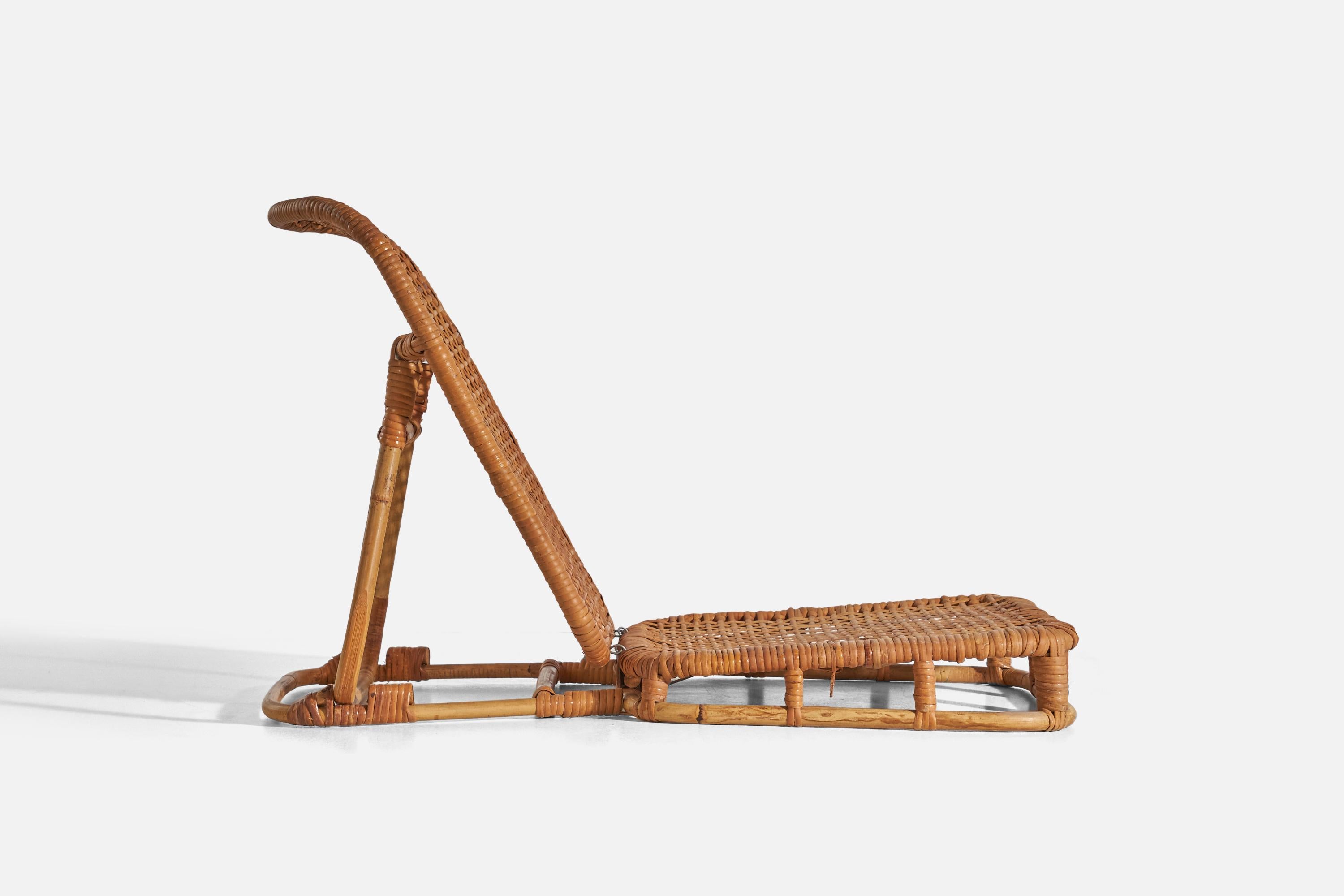 Américain Chaise basse Calif- Asia, rotin, États-Unis, années 1960 en vente