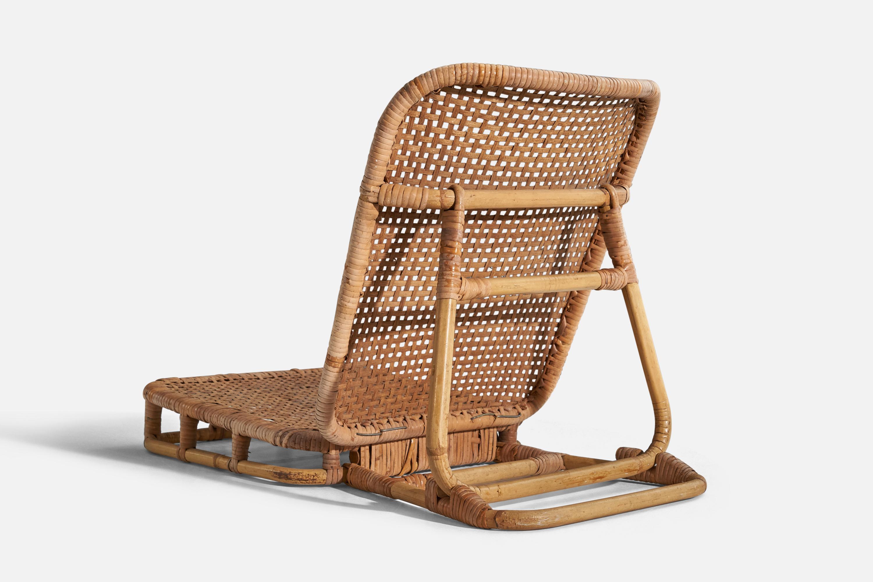 Scandinavian Modern Calif-asia, Low Chair, Rattan, USA, C. 1960s