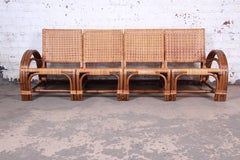 Calif-Asia Midcentury Hollywood Regency Rattan Vierteiliges Sektionssofa:: 1950er Jahre