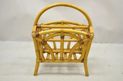 Stand porte-revues en bambou chinois Chippendale Boho Tiki en rotin Calif-Asia (A)