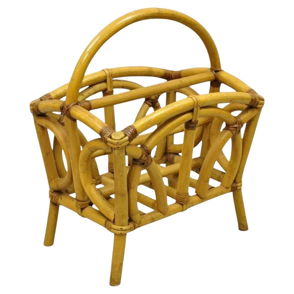 Asia Rattan Bamboo Cinese Chippendale Boho Tiki Portariviste (A)