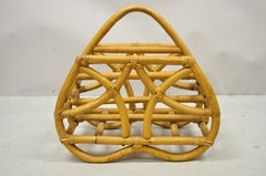 Calif-Asia Rattan Bamboo Chinese Chippendale Boho Tiki Magazine Rack Stand 'B'