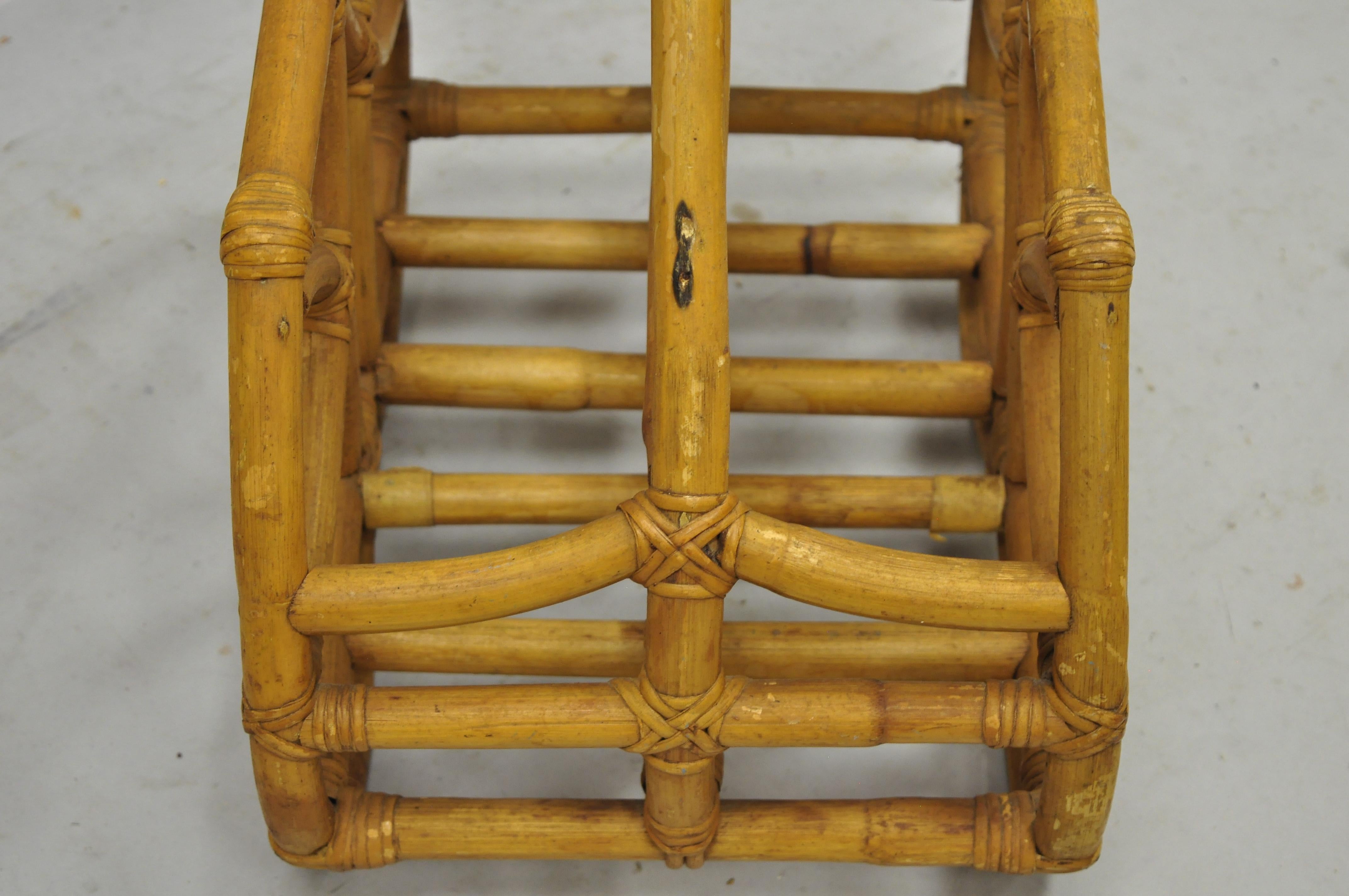 Calif-Asia Rattan Bamboo Chinese Chippendale Boho Tiki Magazine Rack Stand 'B' 2