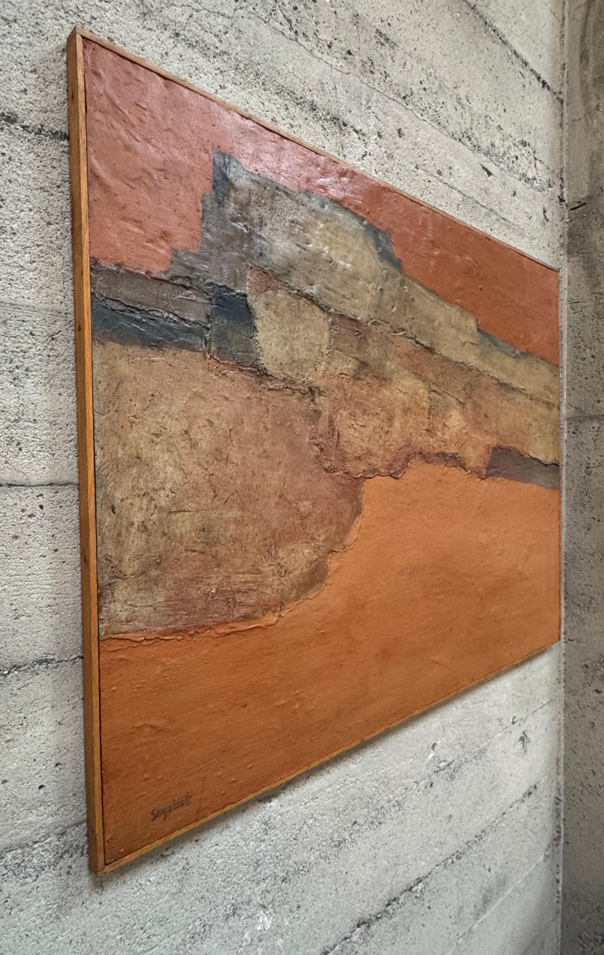 Artista californiano Louis Siegriest Arena y óleo Paisaje Abstracto Moderno de mediados de siglo en venta