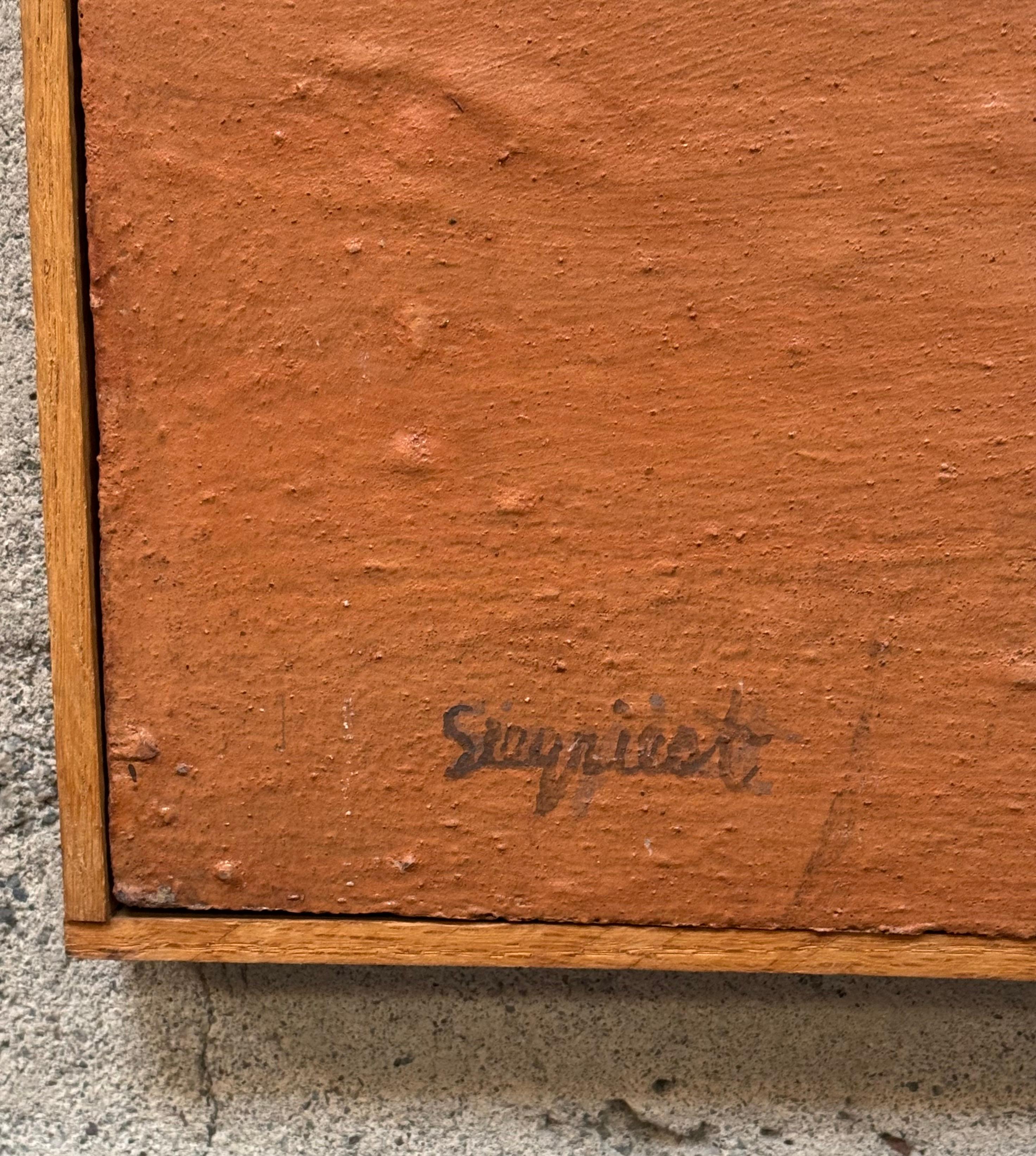 Artista californiano Louis Siegriest Arena y óleo Paisaje Abstracto Pintado a mano en venta