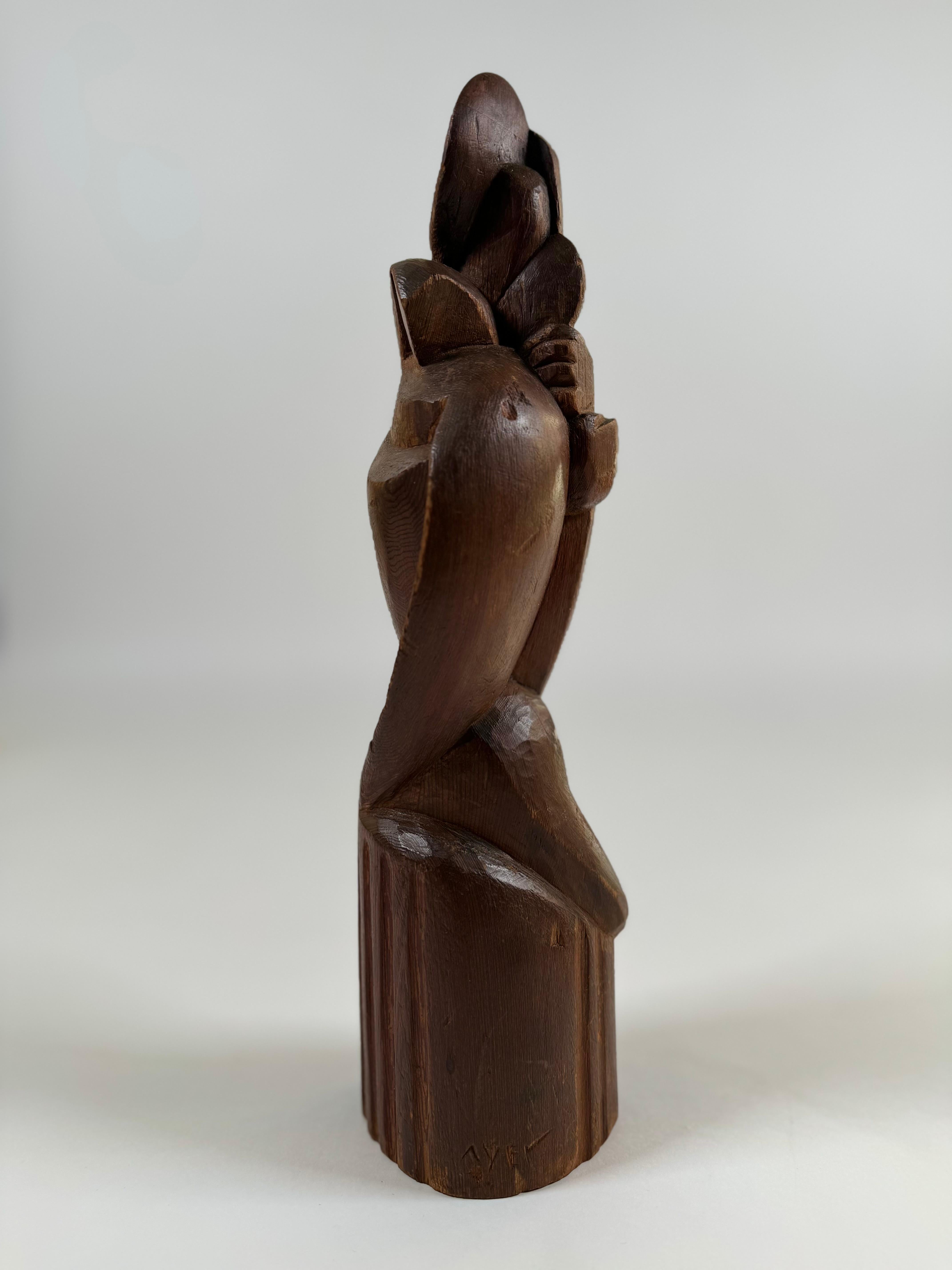 Hand-Carved California Artist Richard Gentry Ayers Wooden Abstract Sculpture Circa 1930s