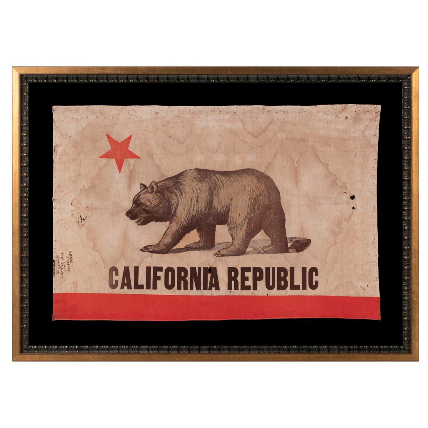 California "Bear" State Flag with 1912 Inscription Signed "D & M Co"