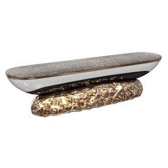 "California" Bench, Bronze, Stainless Steel, Tailor Made Galuchat Leather