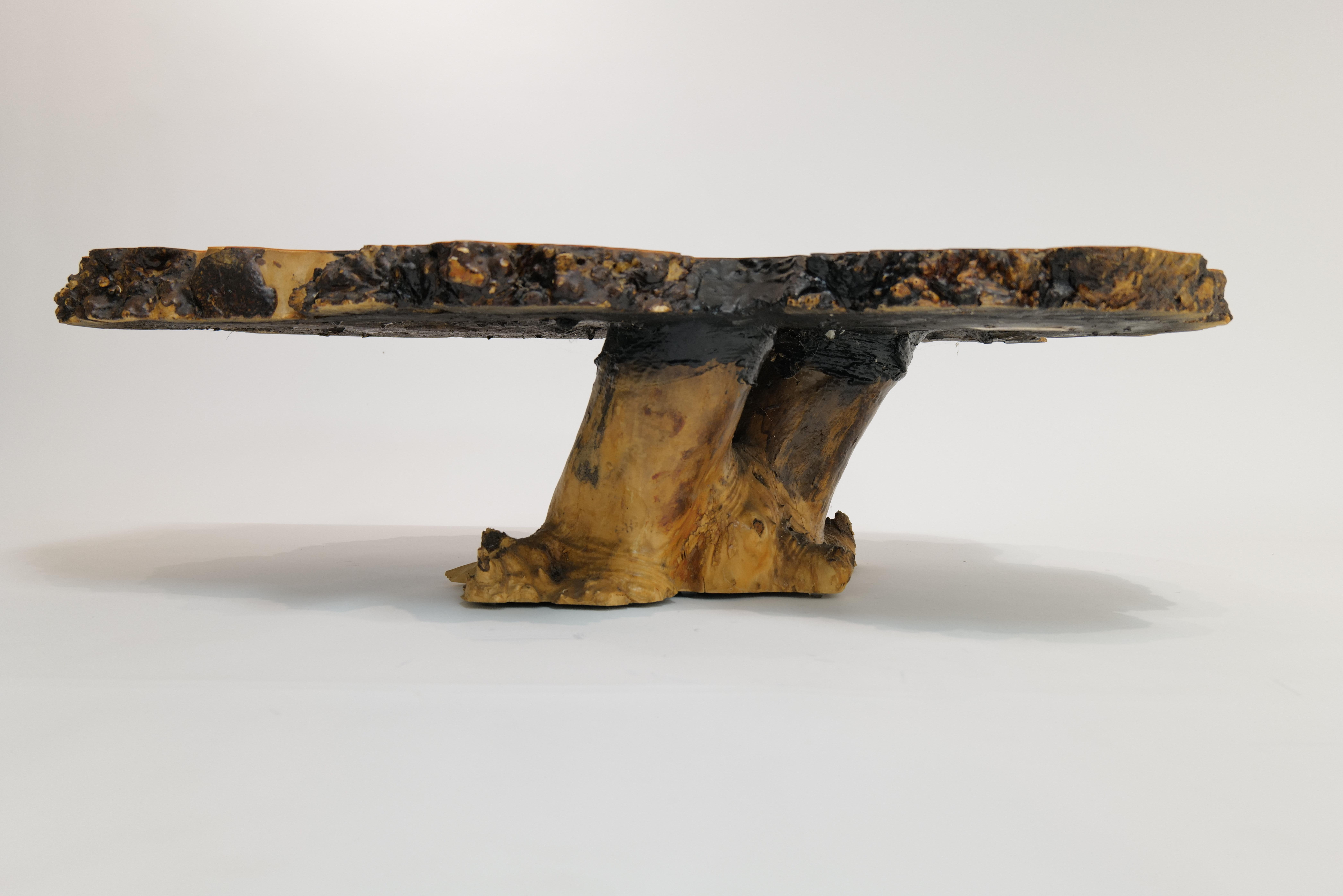 Table de cocktail californienne Buckeye Burlwood par Mountain Craft, 1970 en vente 4