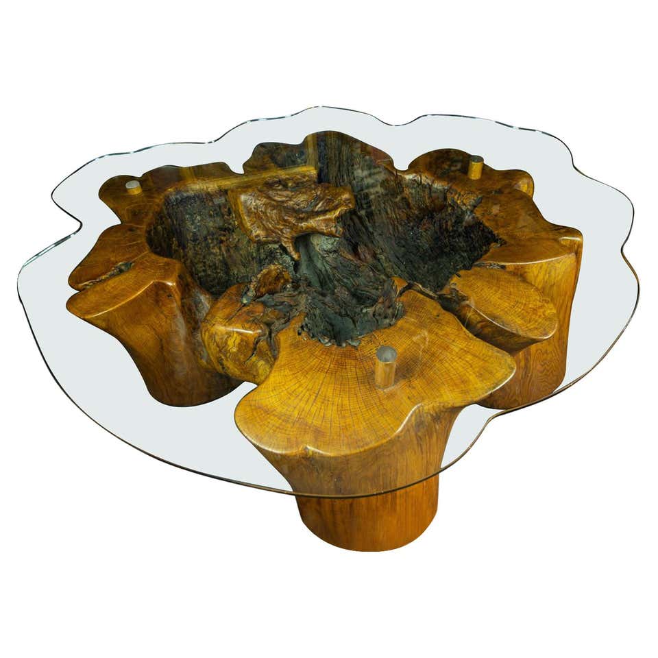 2 Cypress Tree Root Trunk Driftwood Dining Table Desk Double Pedestal ...