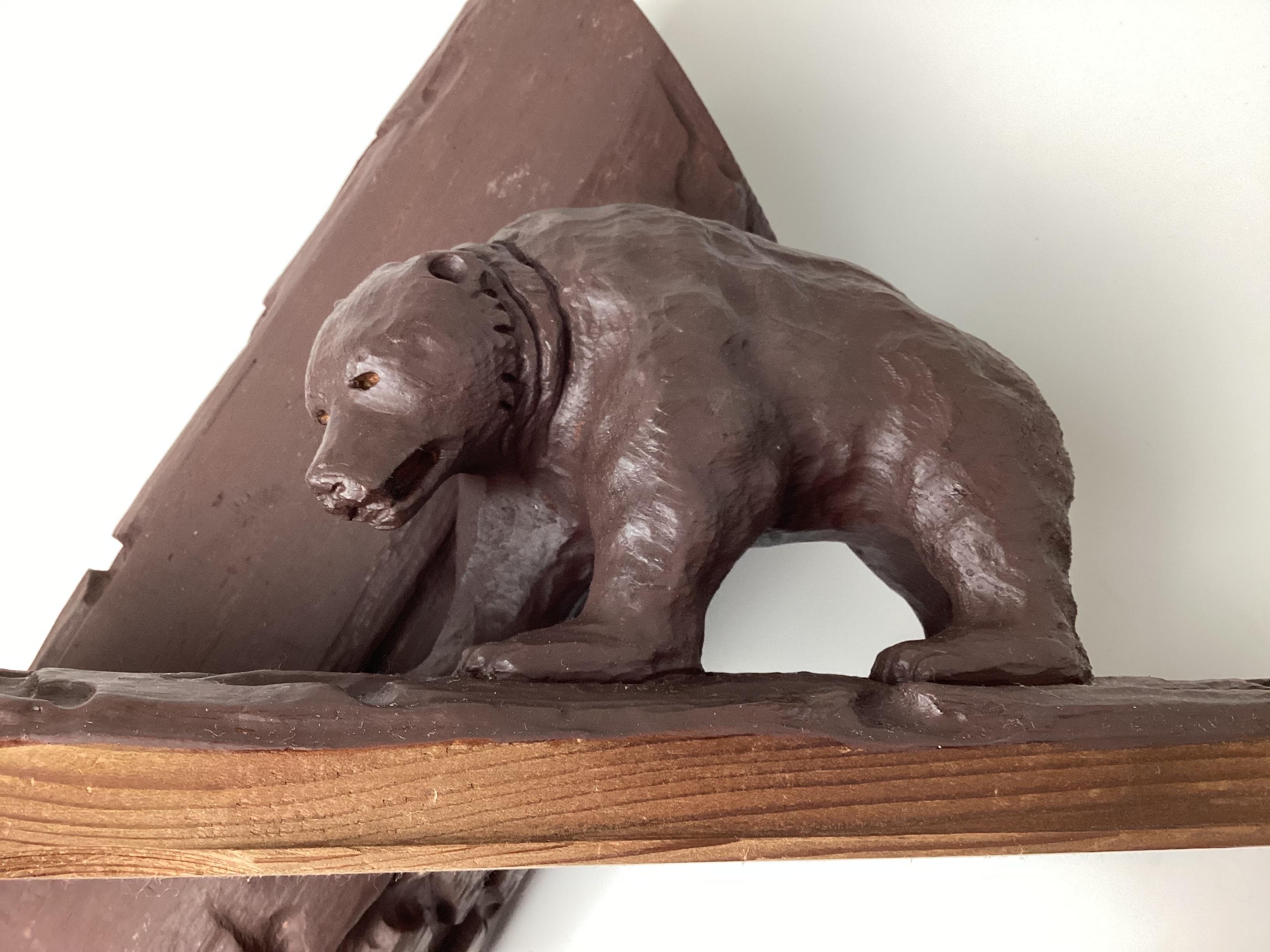 California Chocolate Hand Carved Wood Box with Grizzly Bear on Top For Sale 2