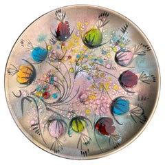 California Cloisonné Large Enamel on Copper Charger by Landau & Associates, 50's