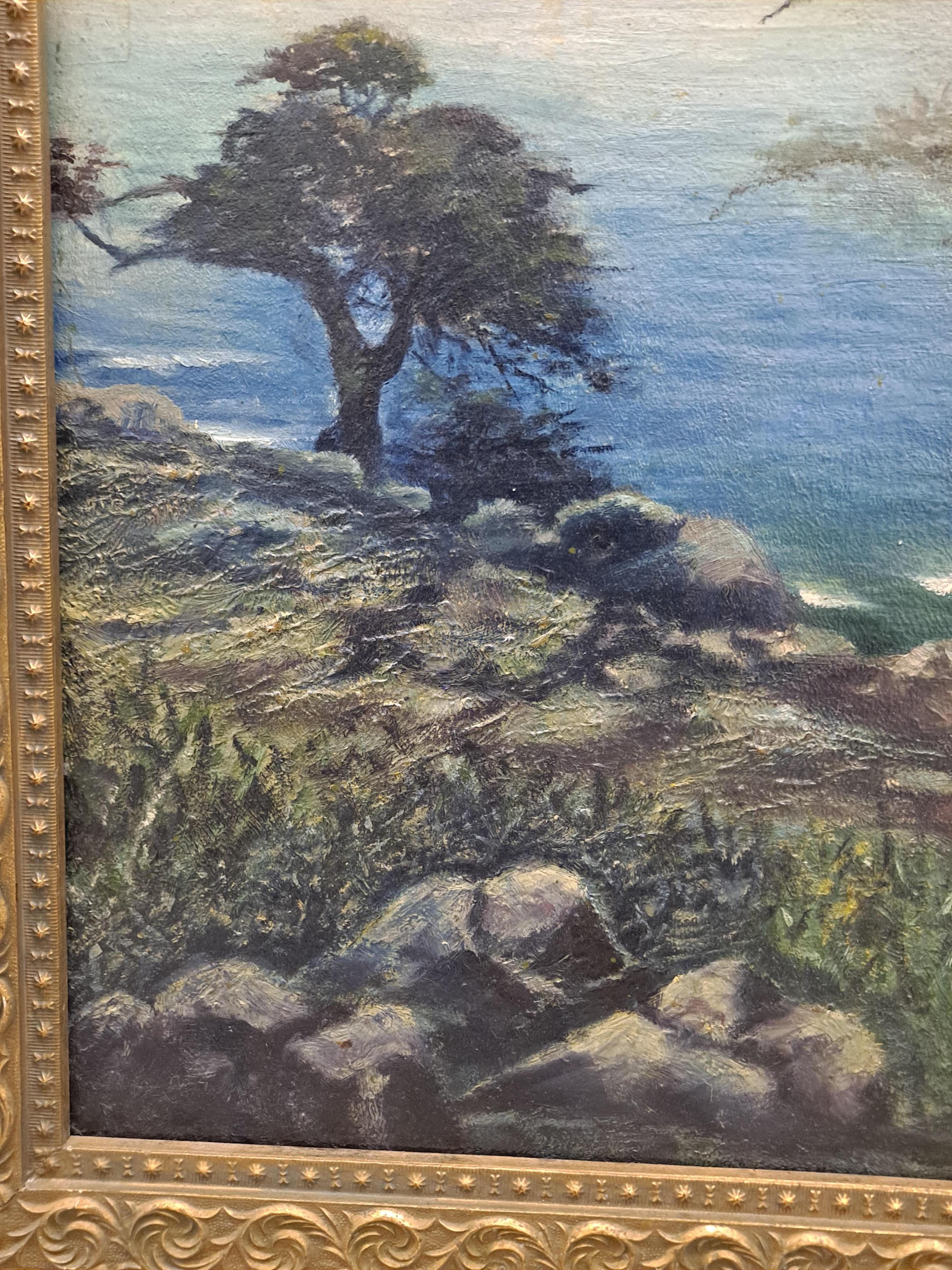 Milieu du XXe siècle Peinture de paysage côtier californien en vente