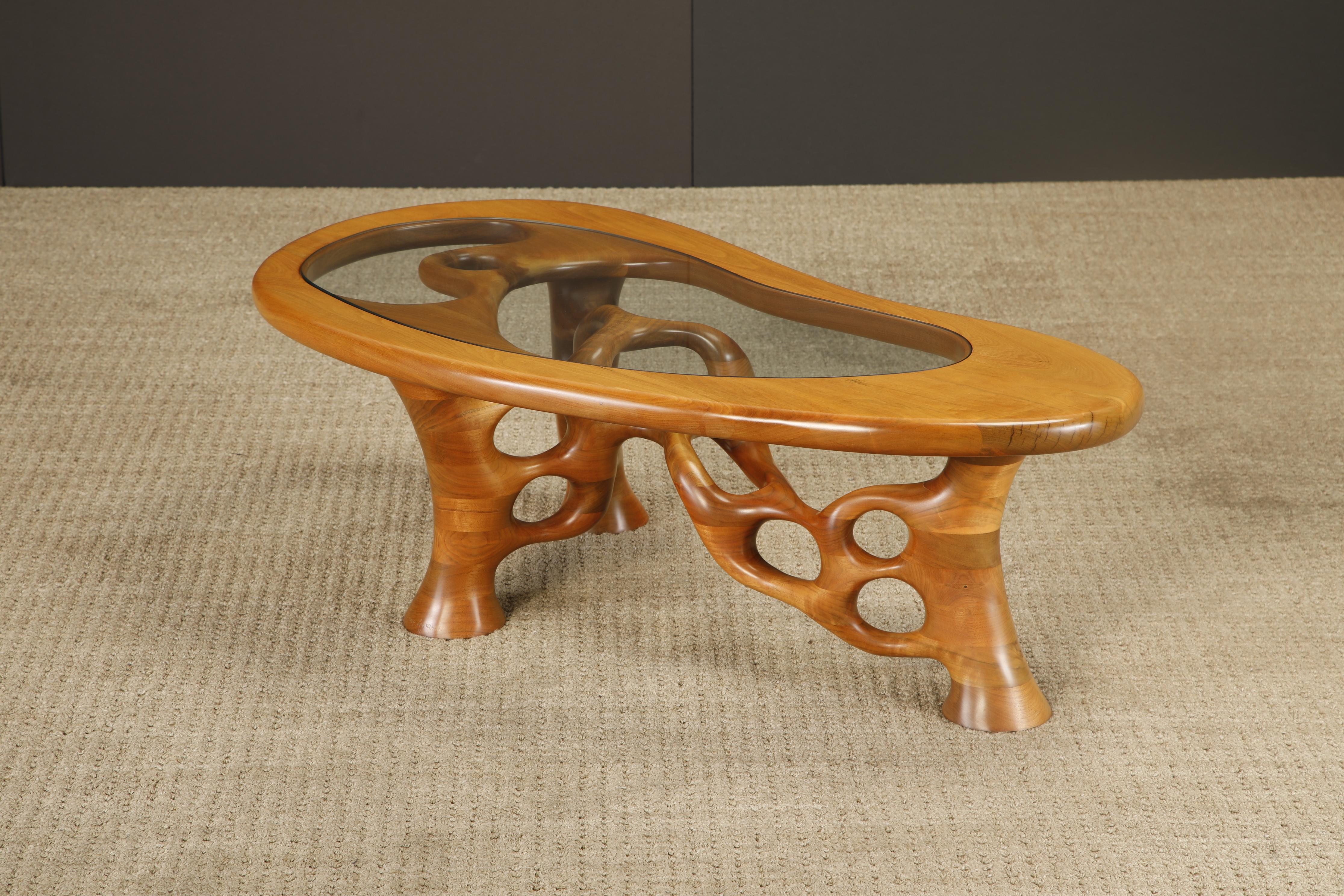 California Craftsman Freeform Cocktail Table de Craig Lauterbach, 1980, firmada Vidrio en venta
