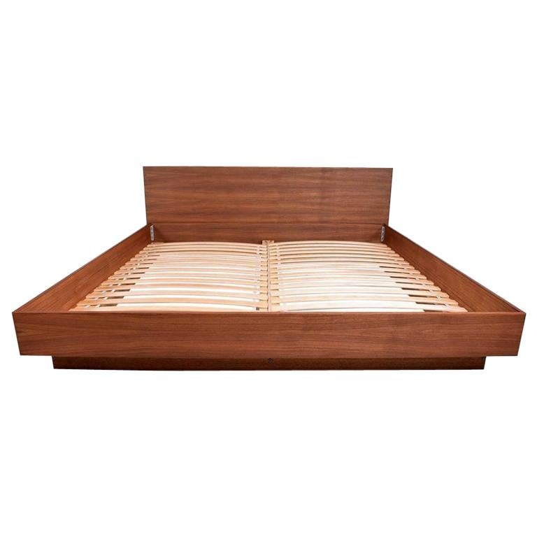 Modern Custom Queen Platform Bed Walnut Wood Pablo Romo of Ambianic 2022