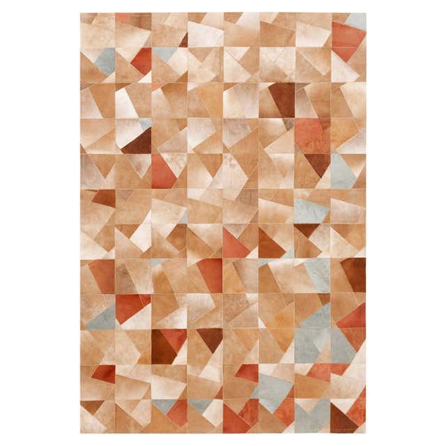 Copper Metallic Diamond Pattern Caramel Cowhide Rug, Large For Sale at ...