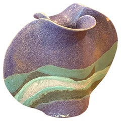 California Design Abstract Studio Stoneware Vase, Signed, Circa 1980s