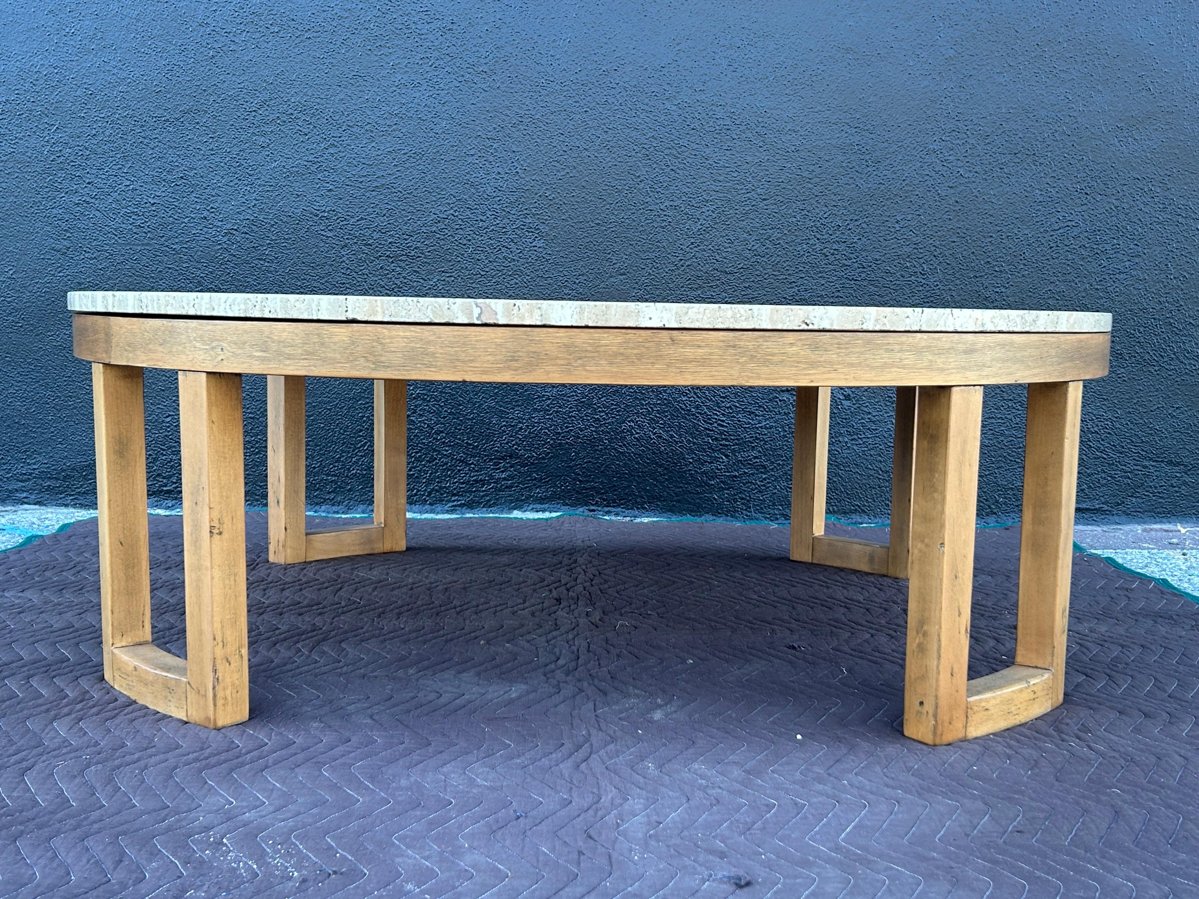 Mid-Century Modern California Design Coffee Table with Marble Top Van Keppel Green en vente