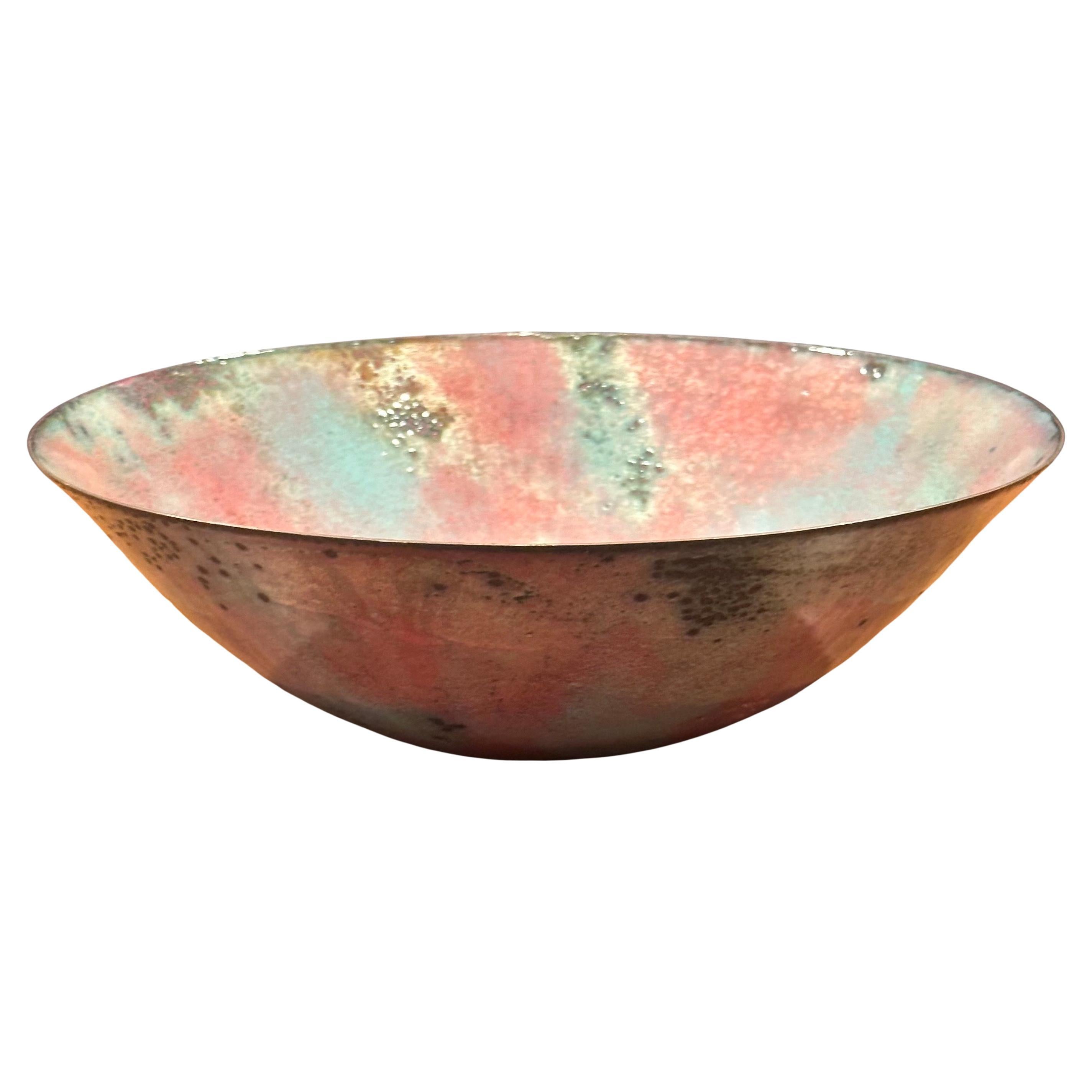 California Design Enamel on Copper Bowl by Barbara Culp For Sale 7