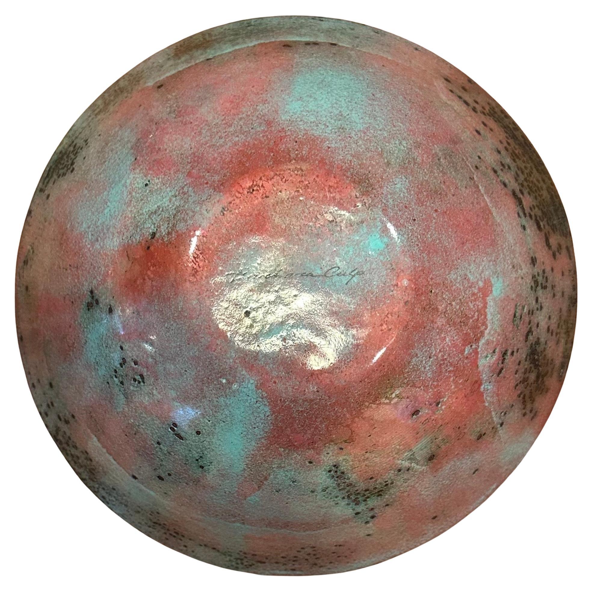 American California Design Enamel on Copper Bowl by Barbara Culp For Sale