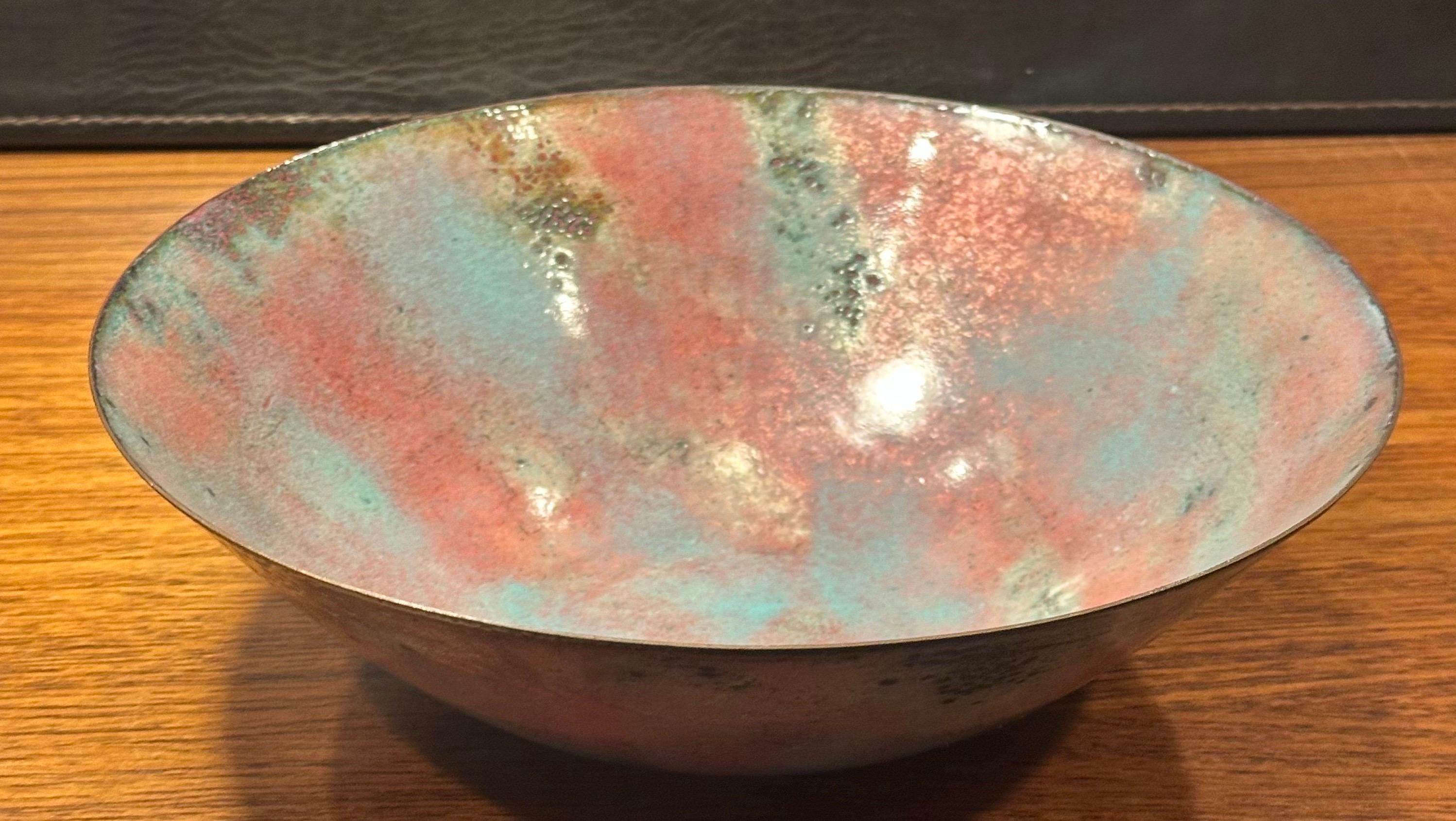 20th Century California Design Enamel on Copper Bowl by Barbara Culp For Sale