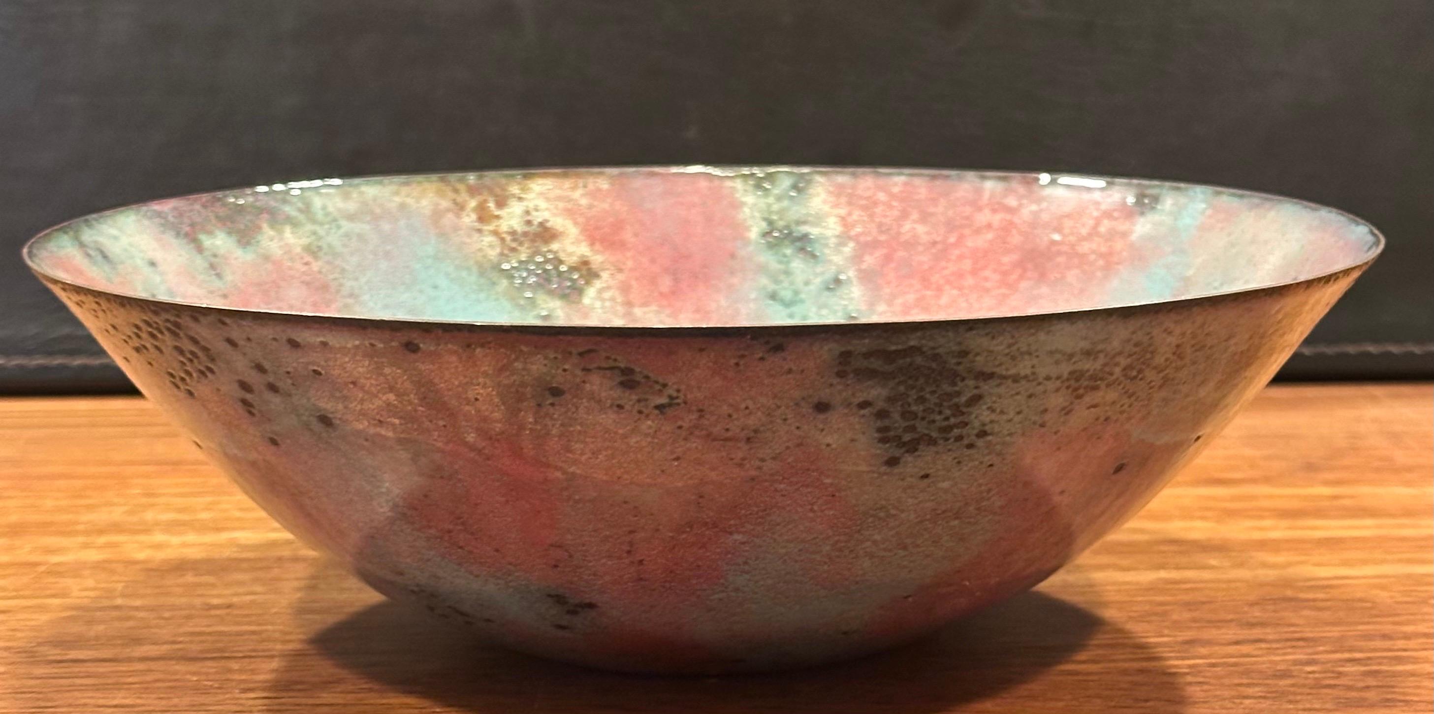 California Design Enamel on Copper Bowl by Barbara Culp For Sale 1