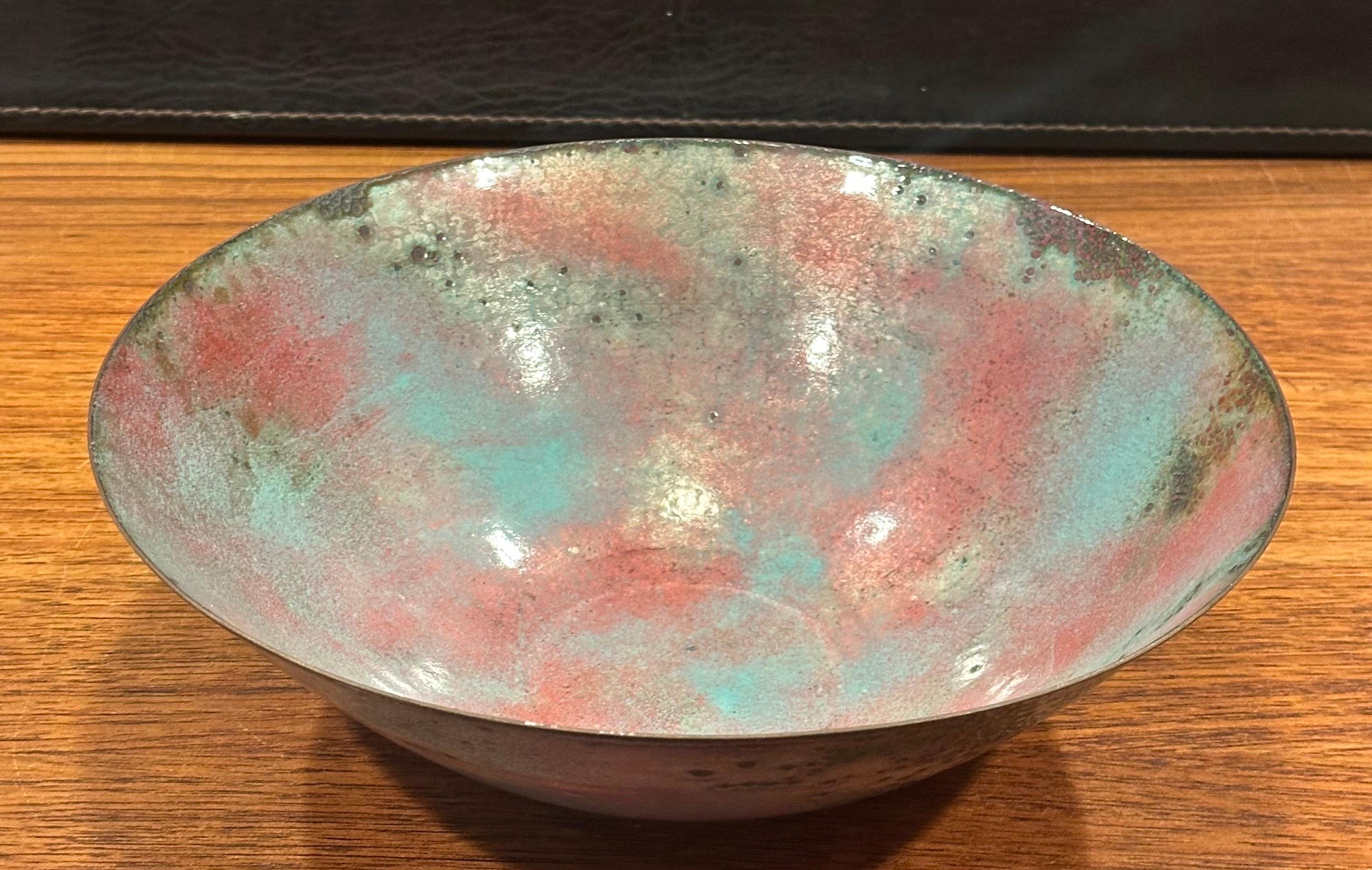 California Design Enamel on Copper Bowl by Barbara Culp For Sale 2