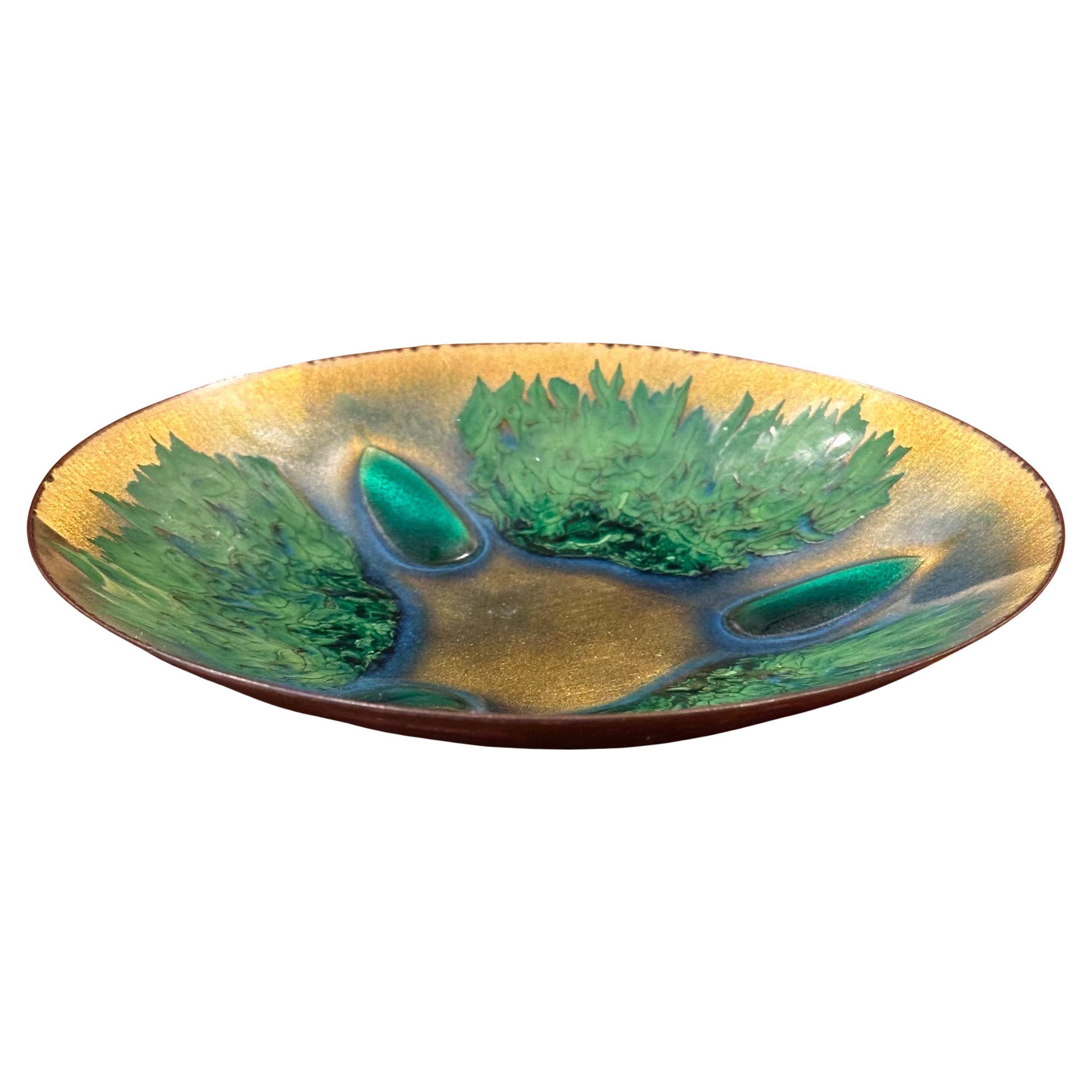 Mid-Century Modern Bol en émail sur cuivre au design californien d'Edward Star pour Gumps en vente