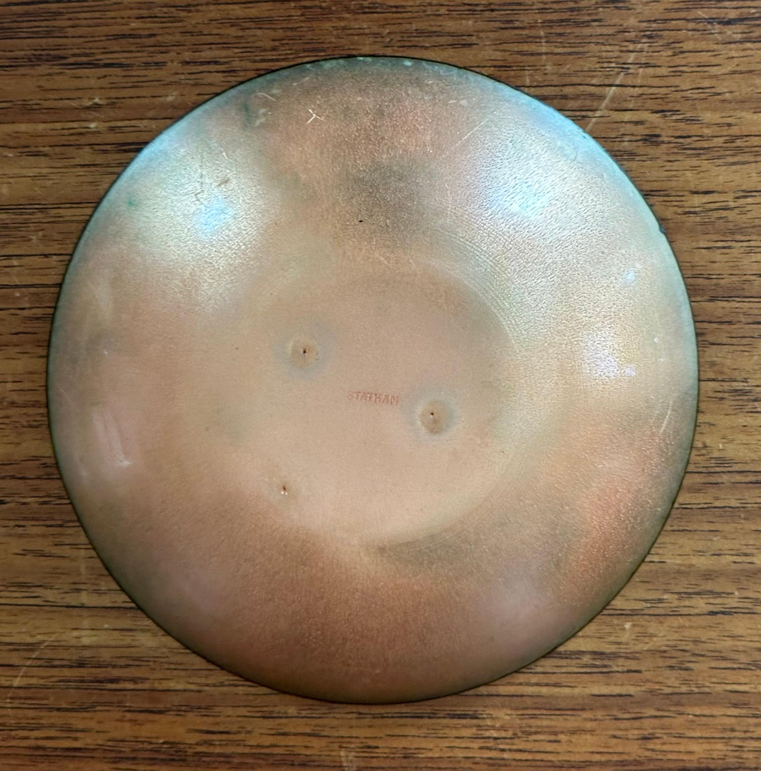 California Design Enamel on Copper Small Dish by Leon Statham For Sale 3