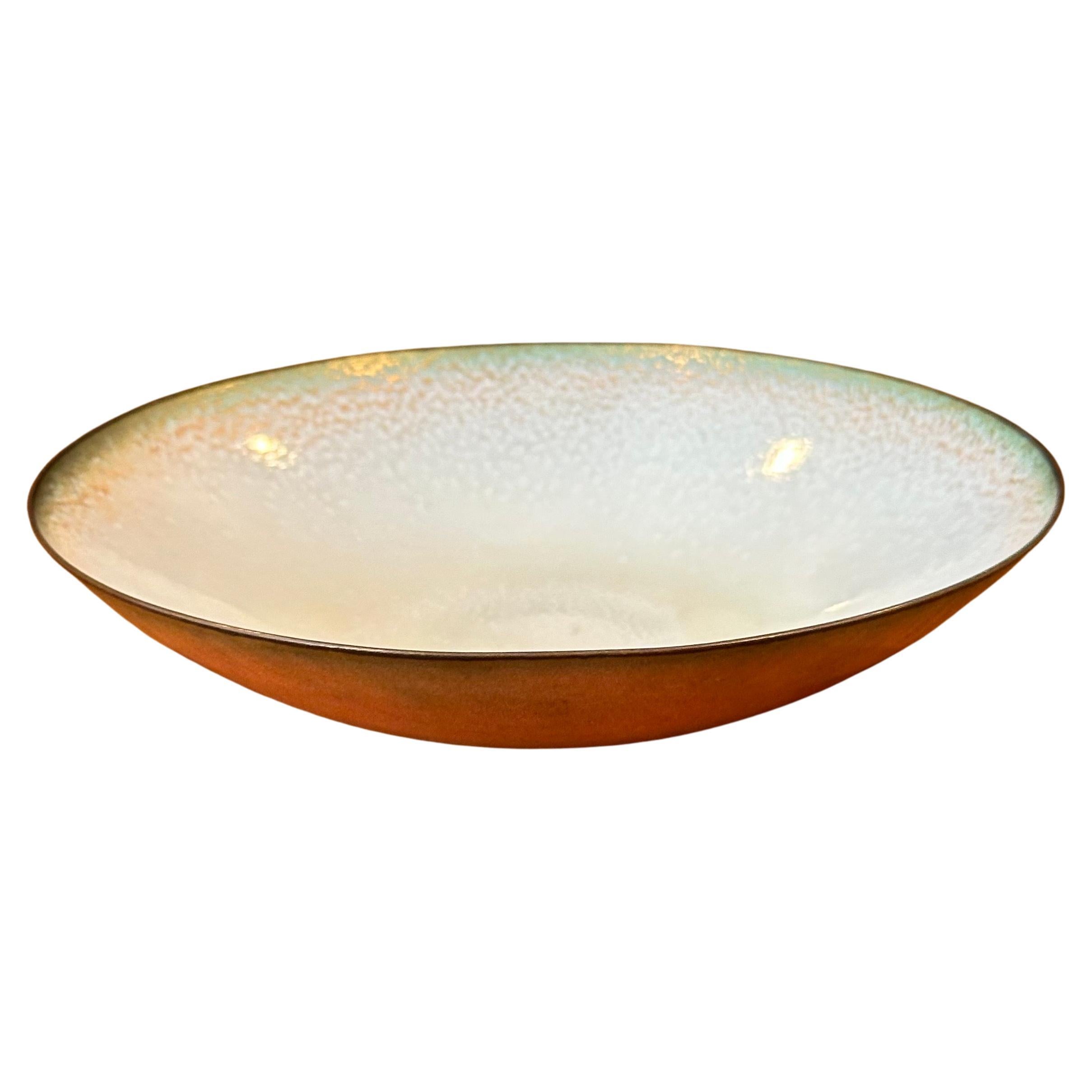 California Design Enamel on Copper Small Dish by Leon Statham For Sale