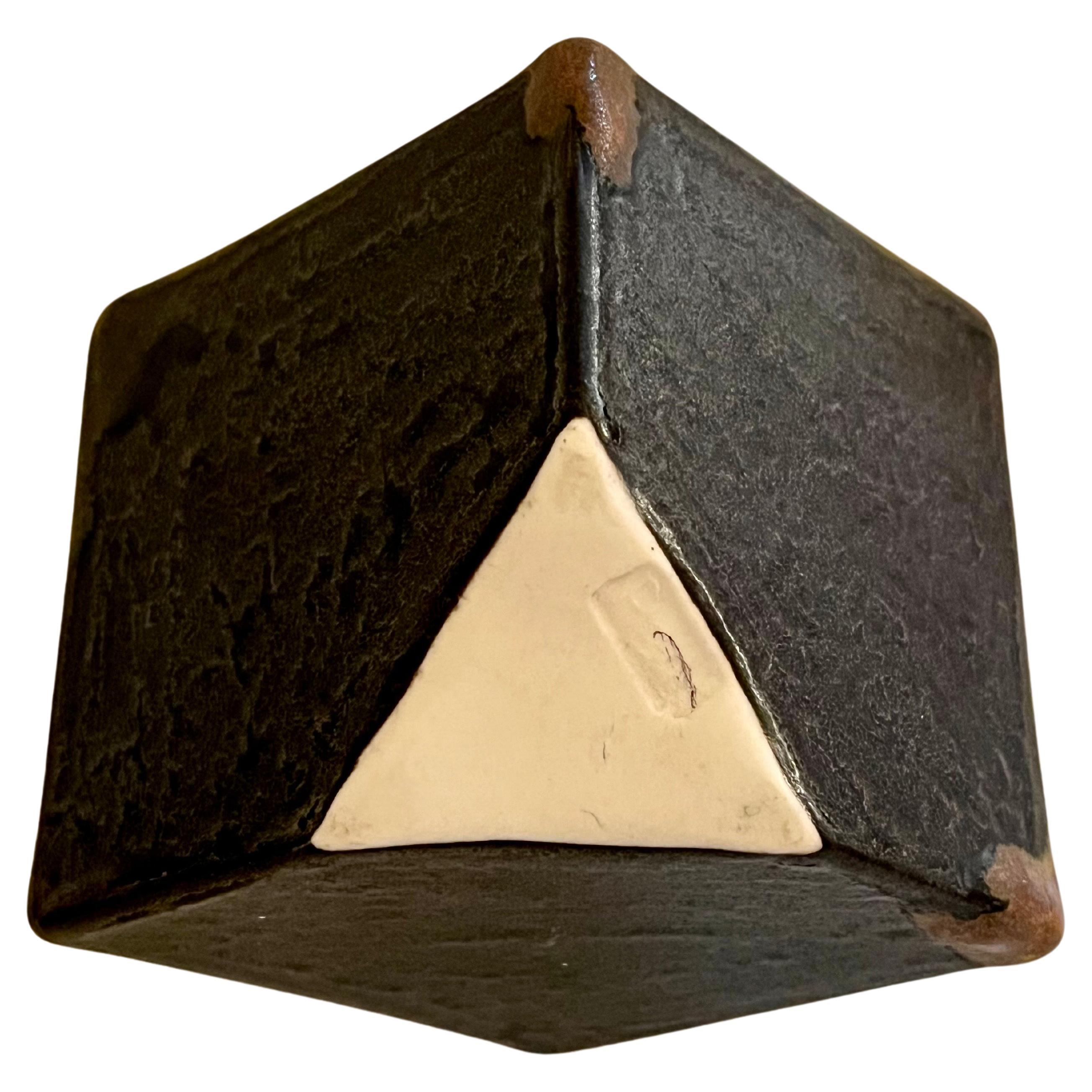 Post-Modern California Design Geometric Cube Vase Maroon by Pierre Bounaud  For Sale