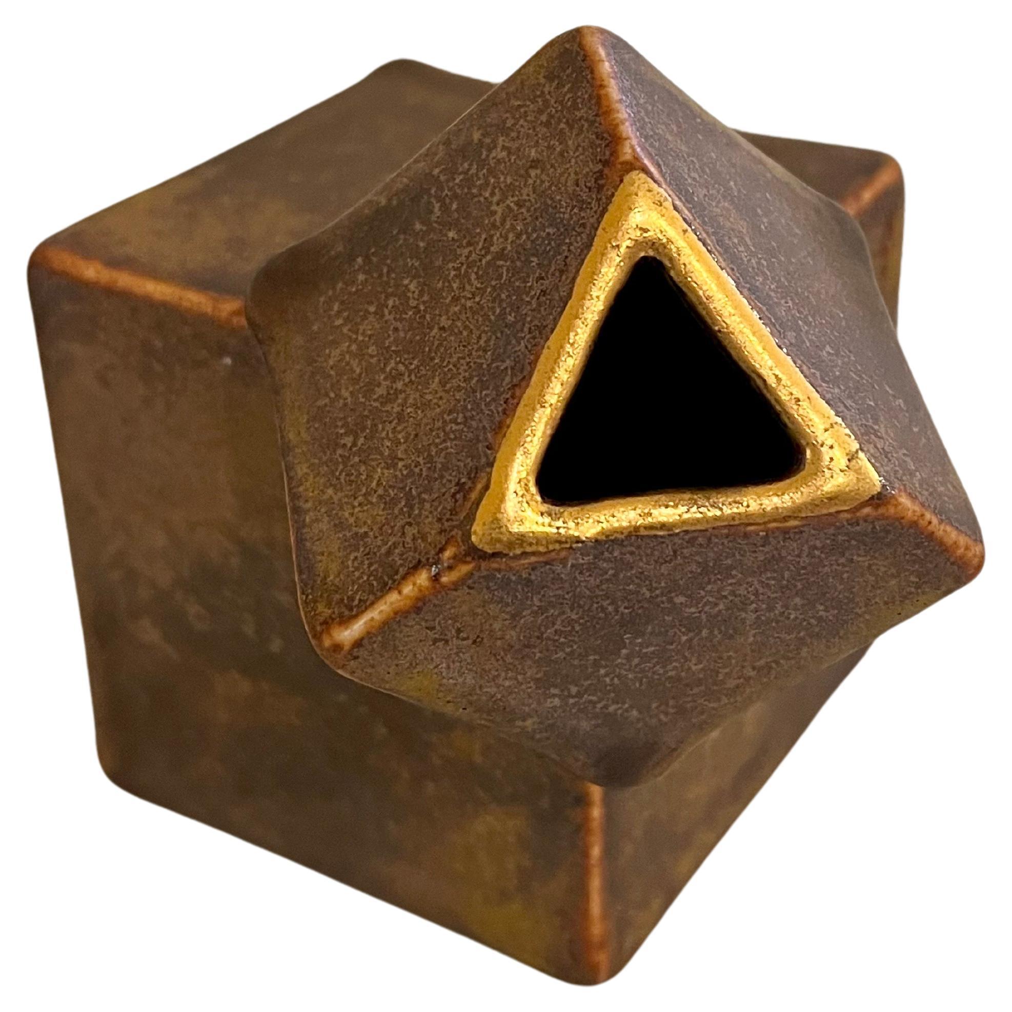 California Design Geometric Cube Vase Maroon by Pierre Bounaud  For Sale
