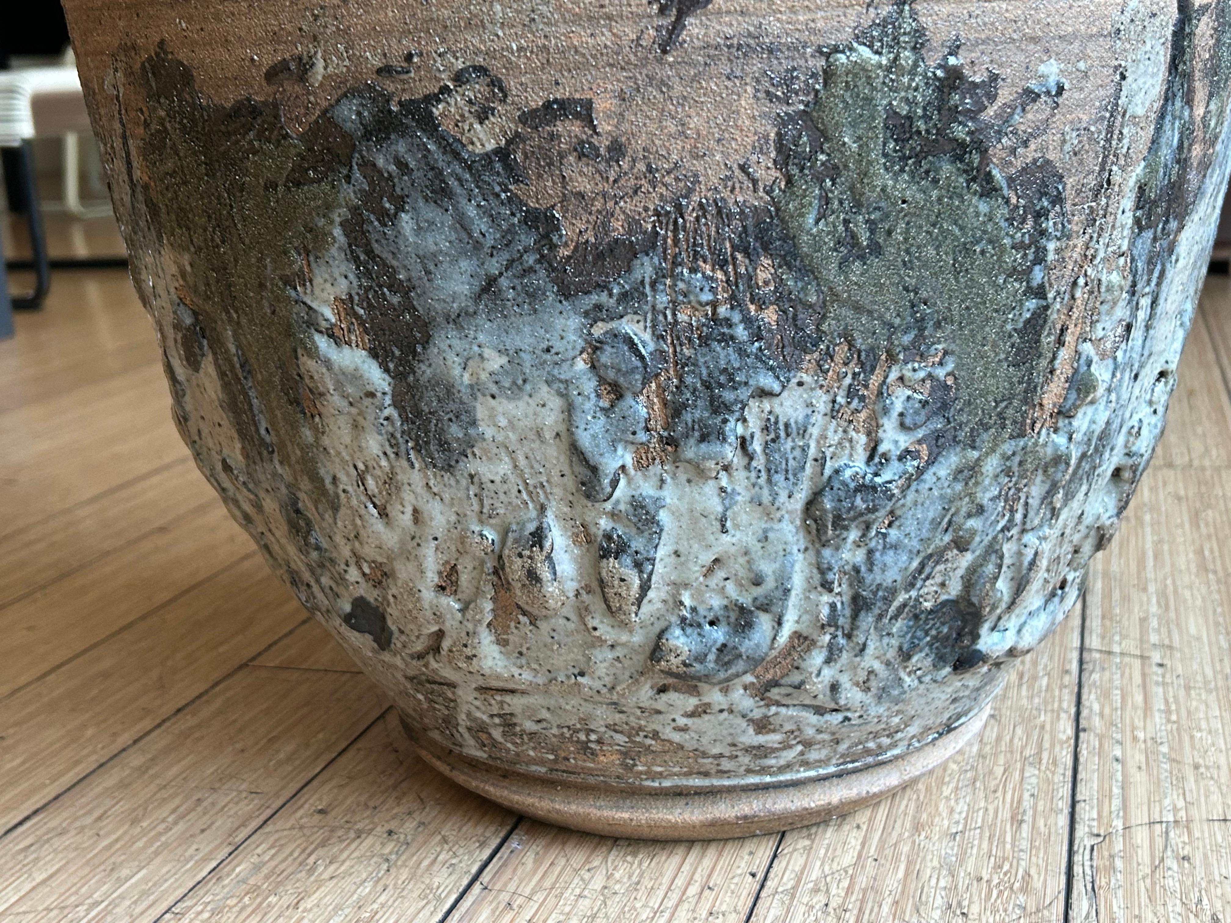 California Design Planter with Abstract Expressionist Glaze 1960s For Sale 4