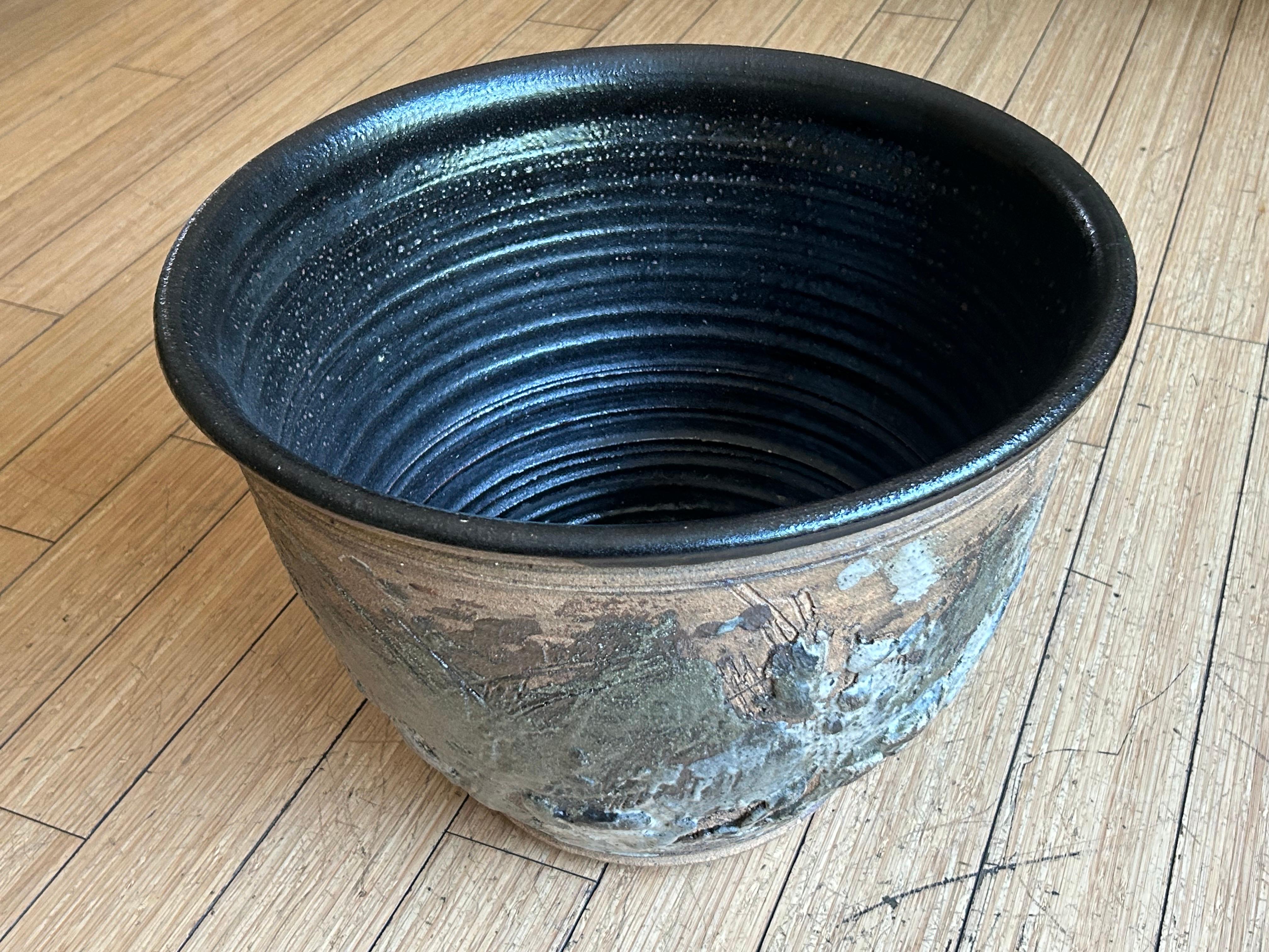 Mid-Century Modern California Design Planter with Abstract Expressionist Glaze 1960s For Sale
