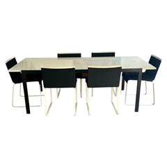 Mesa de Comedor con Tablero de Cuarzo de Diseño California + Seis Sillas de Cuerda Van Keppel Green