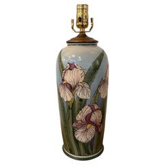 California Design Santa Barbara Ceramic Design Iris Flowers Table Lamp Signed