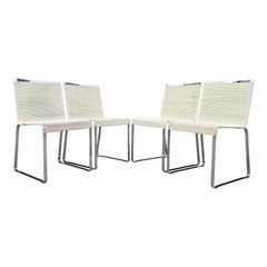 California Design Ensemble de quatre chaises architecturales en acier + Corde Van Keppel-Green