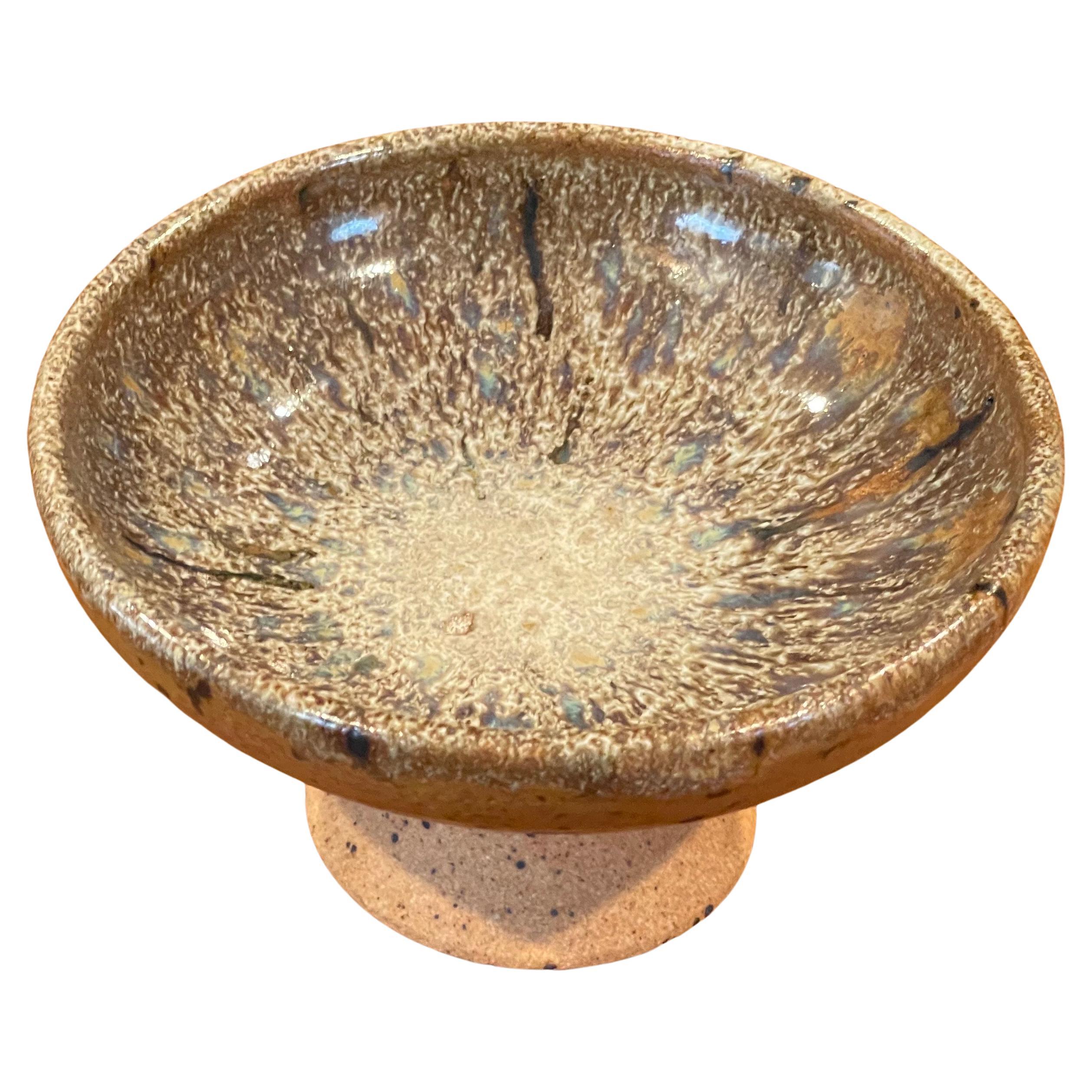 A beautiful California design small ceramic pedestal bowl / 