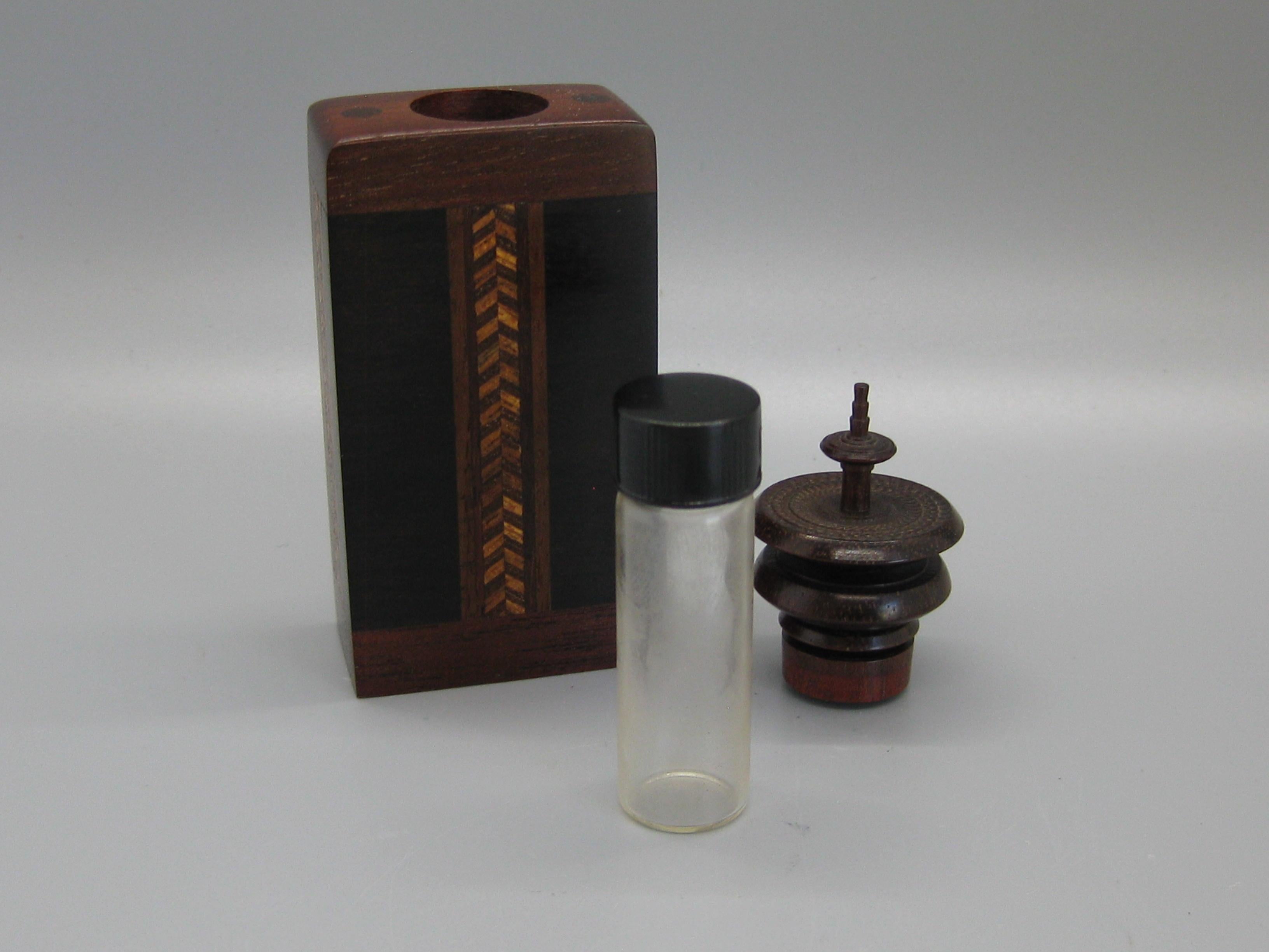 California Design Stephen Paulsen Cocobolo Rosewood Perfume Bottle Stash Box For Sale 3
