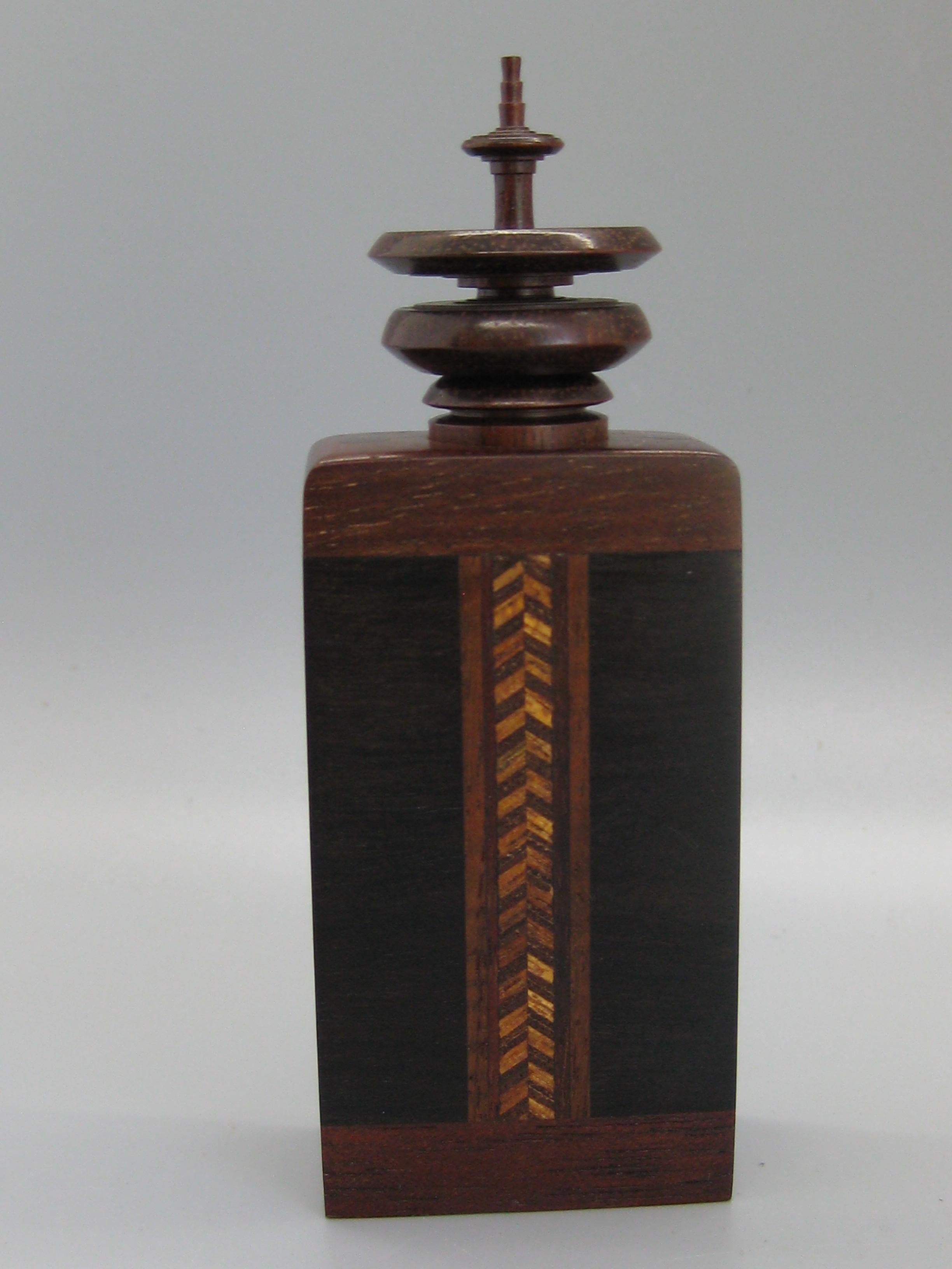 20th Century California Design Stephen Paulsen Cocobolo Rosewood Perfume Bottle Stash Box For Sale