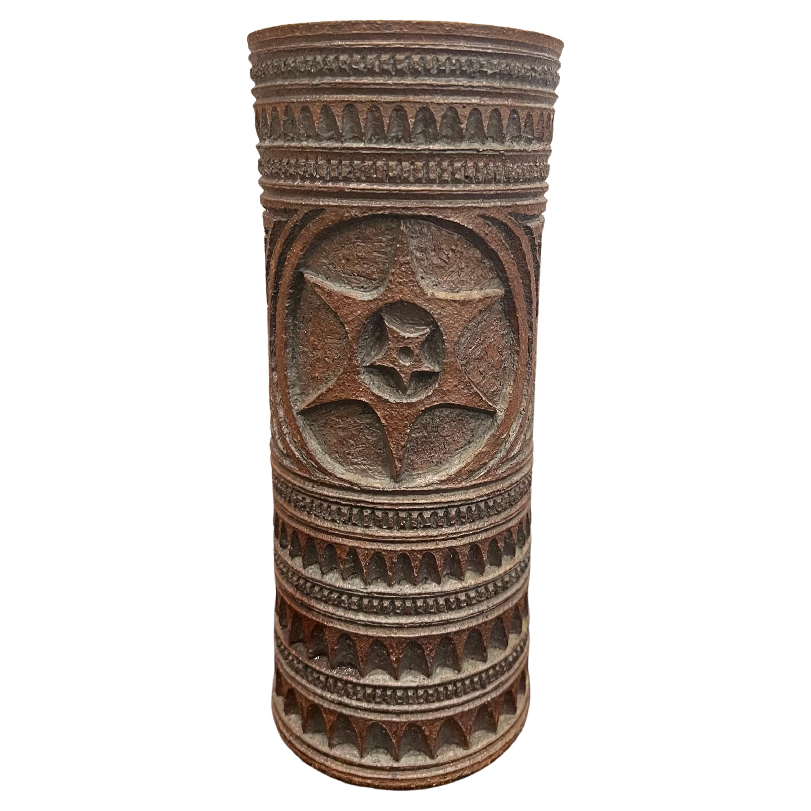 Mid-Century Modern California Design Stoneware Brutalist Rare Vase by Wayne Chapman