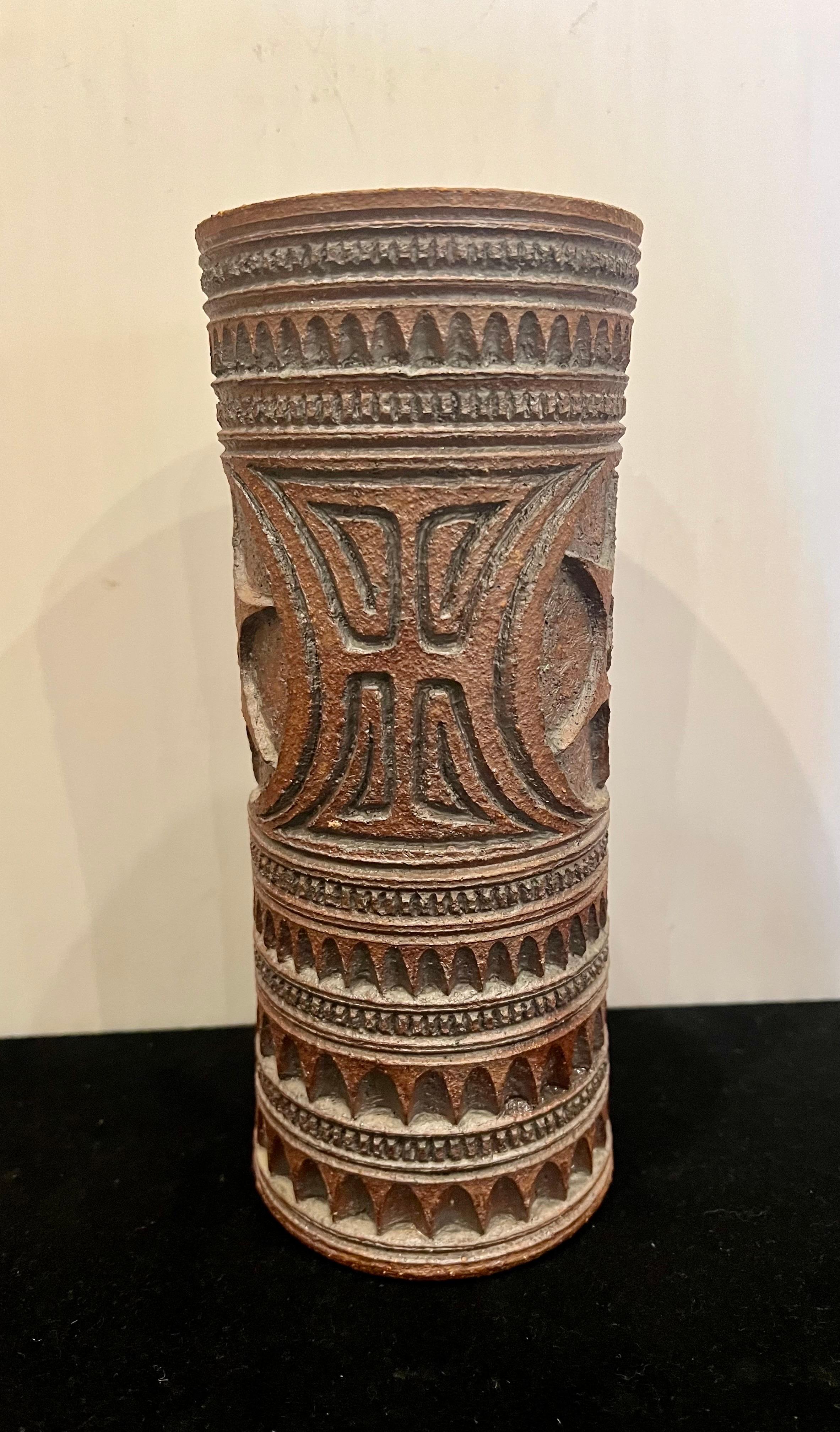 American California Design Stoneware Brutalist Rare Vase by Wayne Chapman